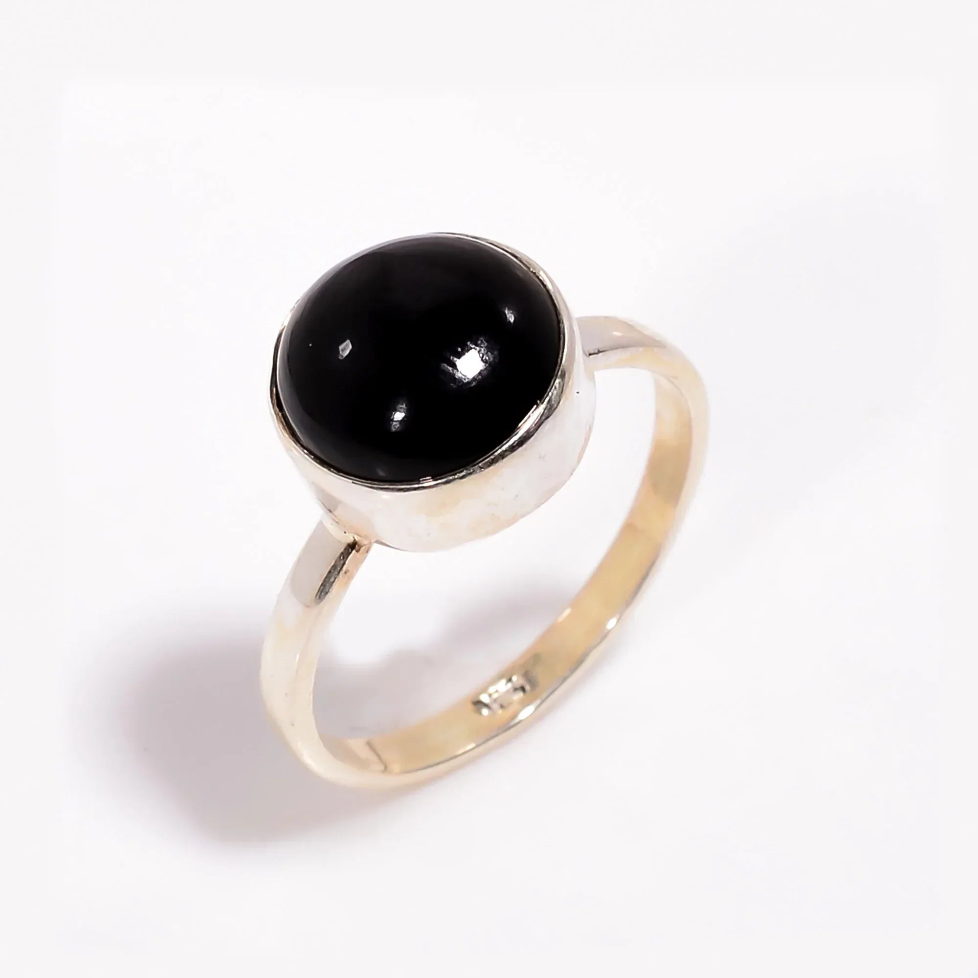 Black Onyx 925 Sterling Silver Ring: Handmade Bohemian Jewelry