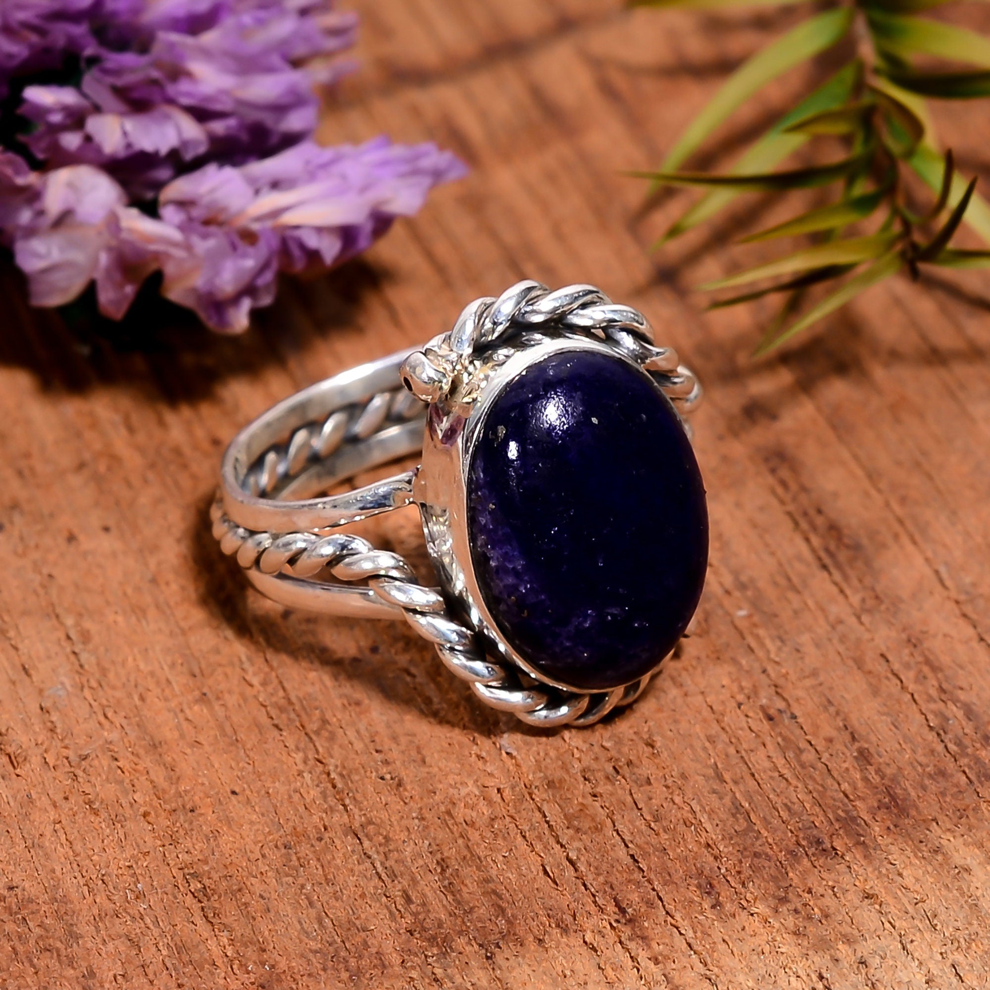 Handmade Sterling Silver Lapis Lazuli Ring: Bohemian Jewelry Gift