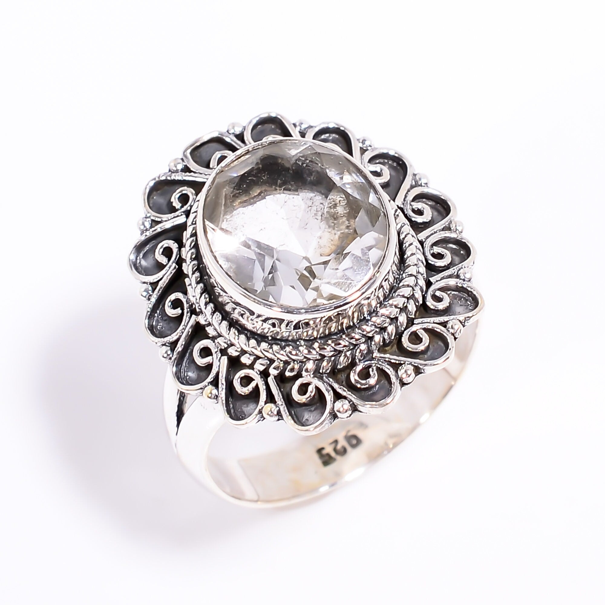 Oval Clear Quartz Ring: 925 Sterling Silver Gemstone Jewelry