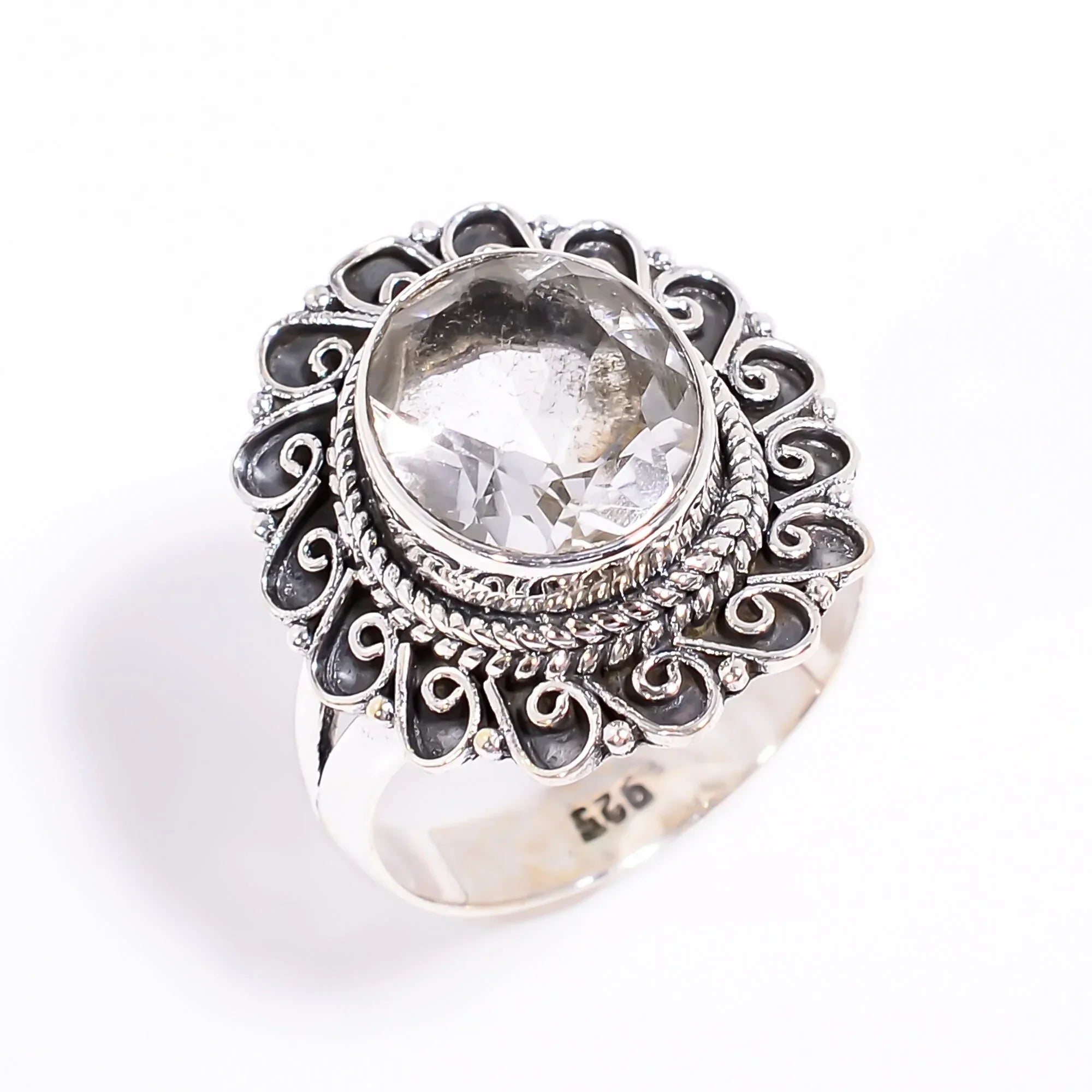 Oval Clear Quartz Ring: 925 Sterling Silver Gemstone Jewelry