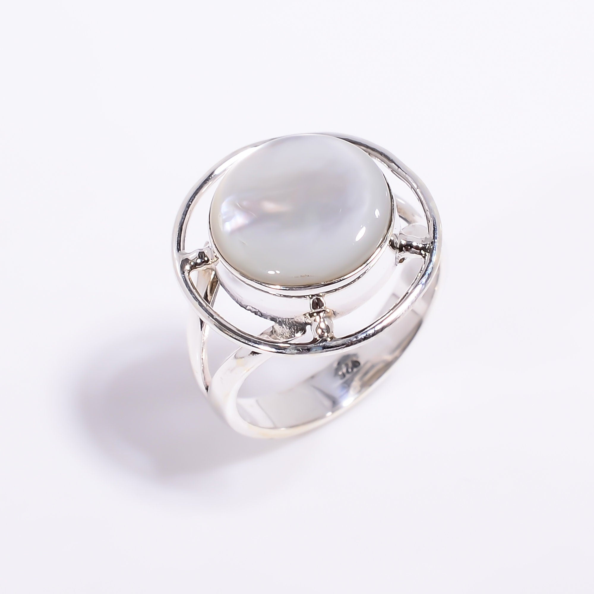 Mother of Pearl Ring: 925 Sterling Silver Gemstone Ring