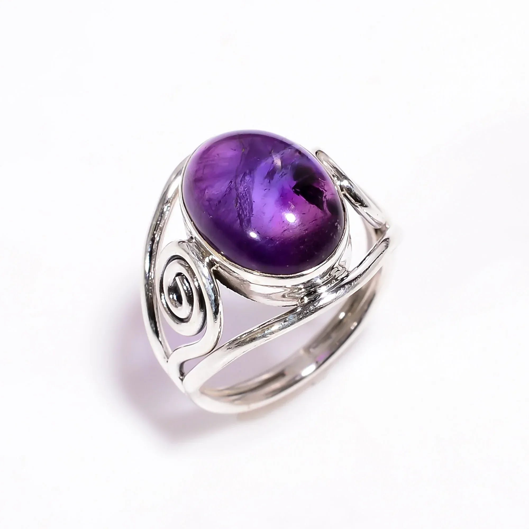 Amethyst Sterling Silver Ring: Natural Gemstone, February Birthstone