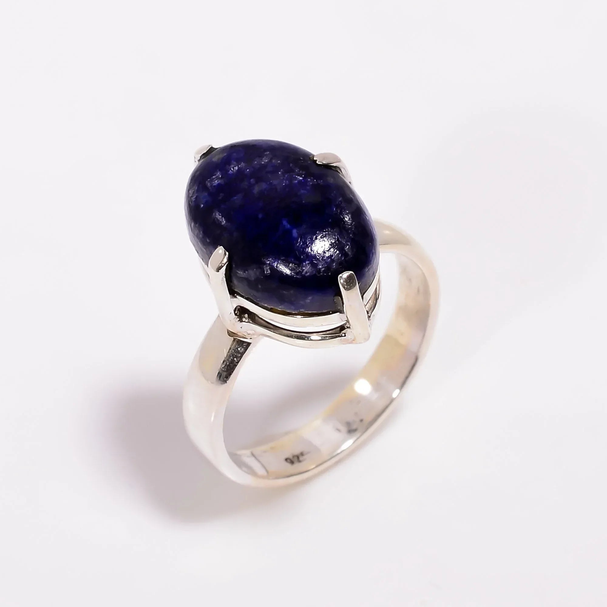Handmade Lapis Lazuli Ring: 925 Sterling Silver Boho Jewelry