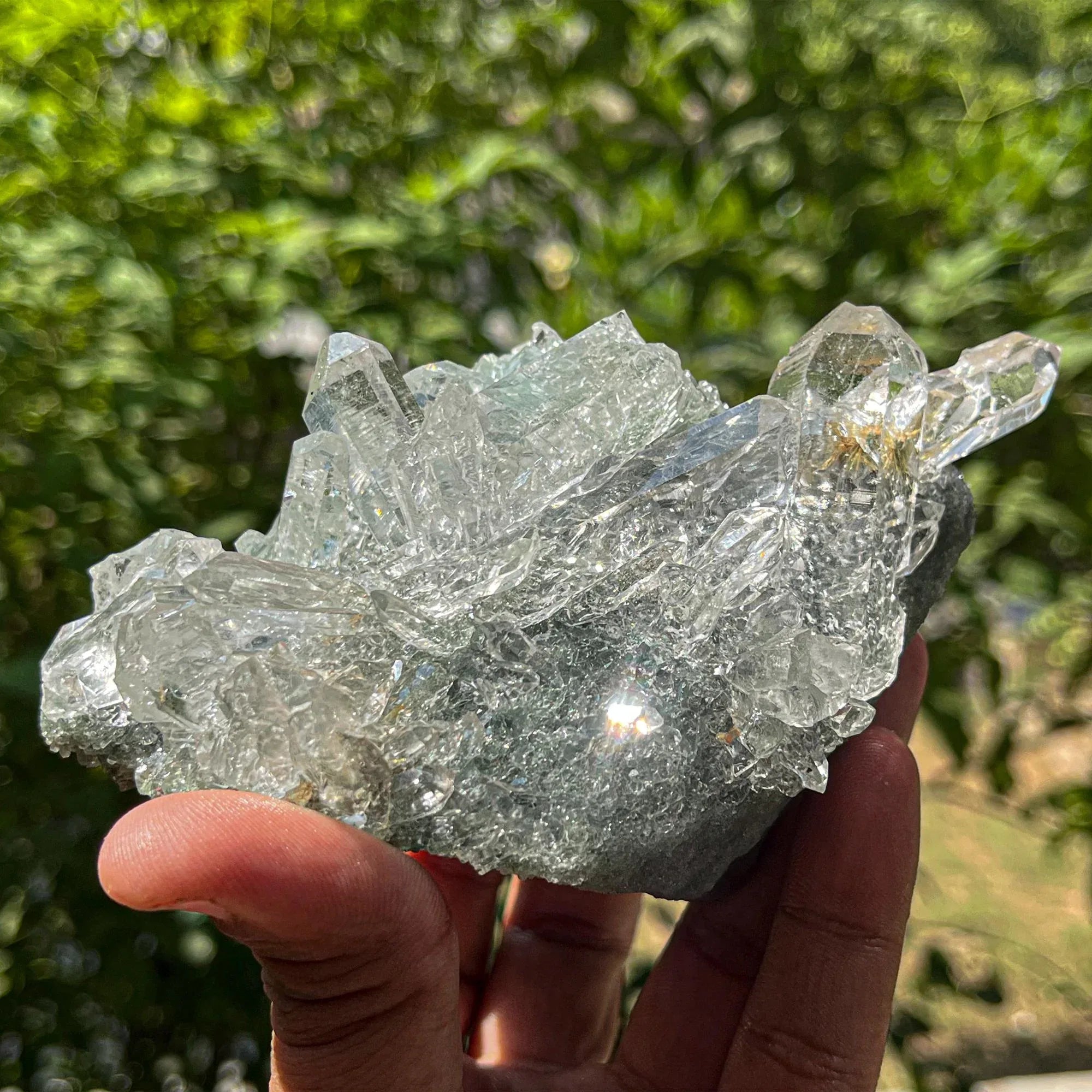 615gm Chlorite Quartz Crystal Cluster, Natural Rough Healing Stone, Chlorite Included Quartz, Raw Mineral Specimen for Home Decor Himalayan Quartz