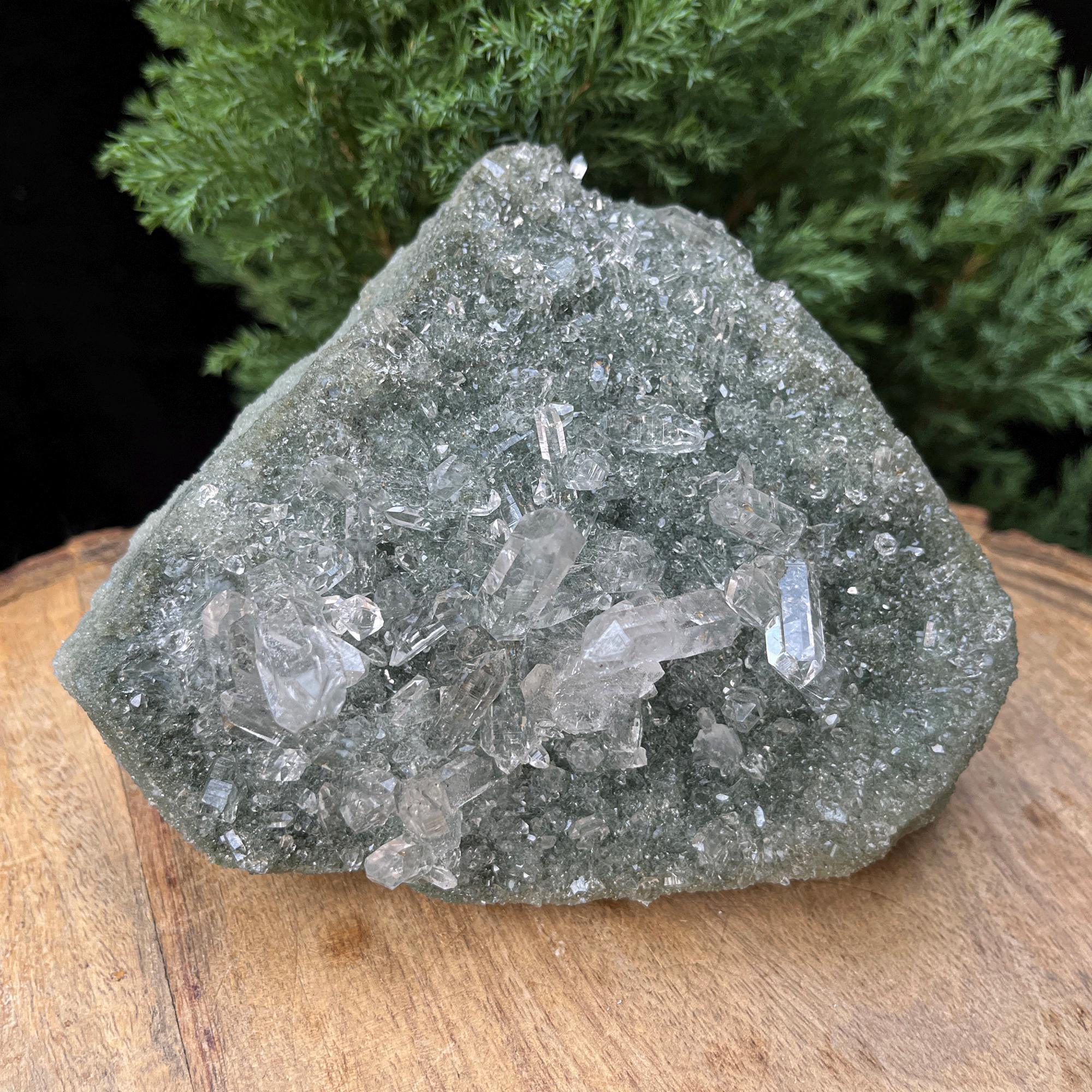 Green Chlorite Quartz Cluster: Himalayan Crystal Healing Home Decor 900gm Himalayan Quartz