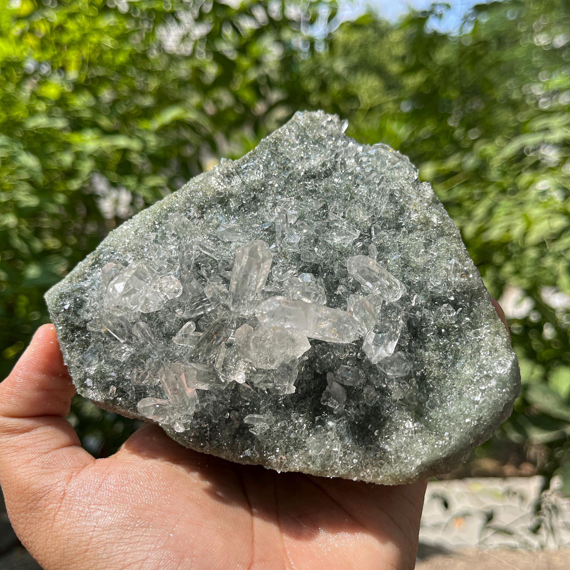 Green Chlorite Quartz Cluster: Himalayan Crystal Healing Home Decor 900gm