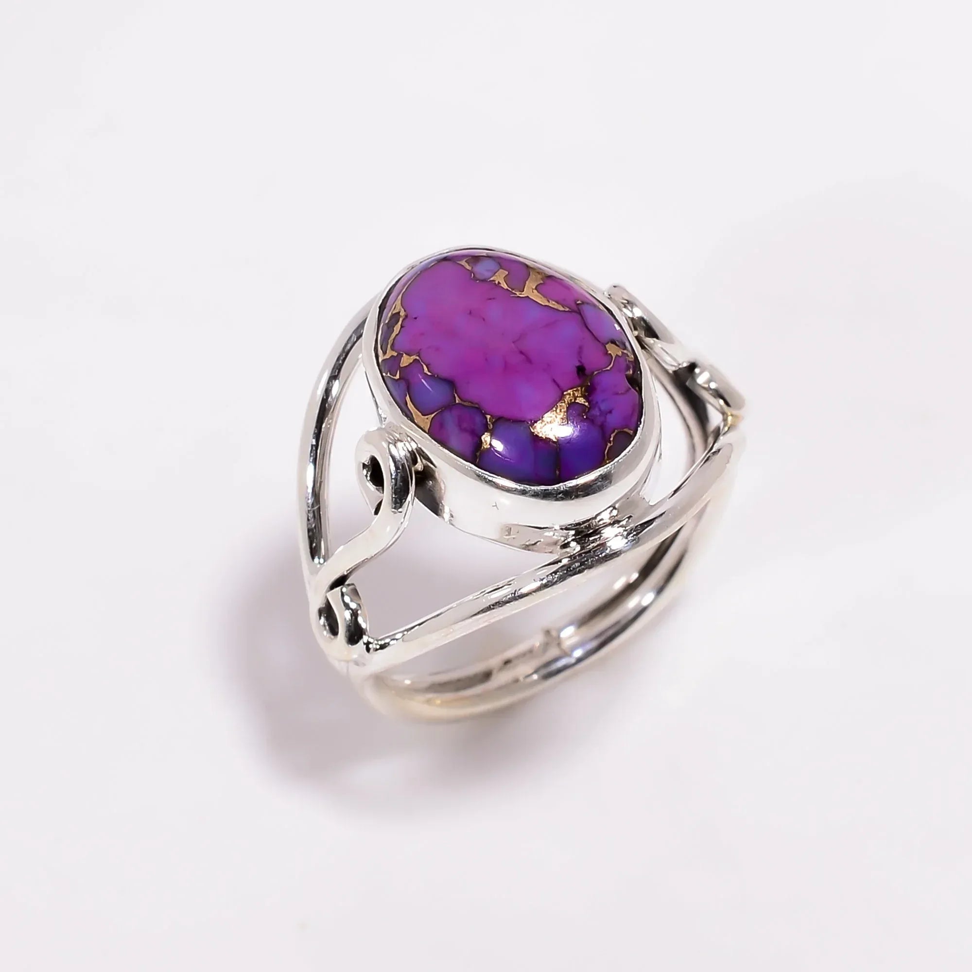 Purple Turquoise Sterling Silver Ring: Handmade Copper Stone Jewelry