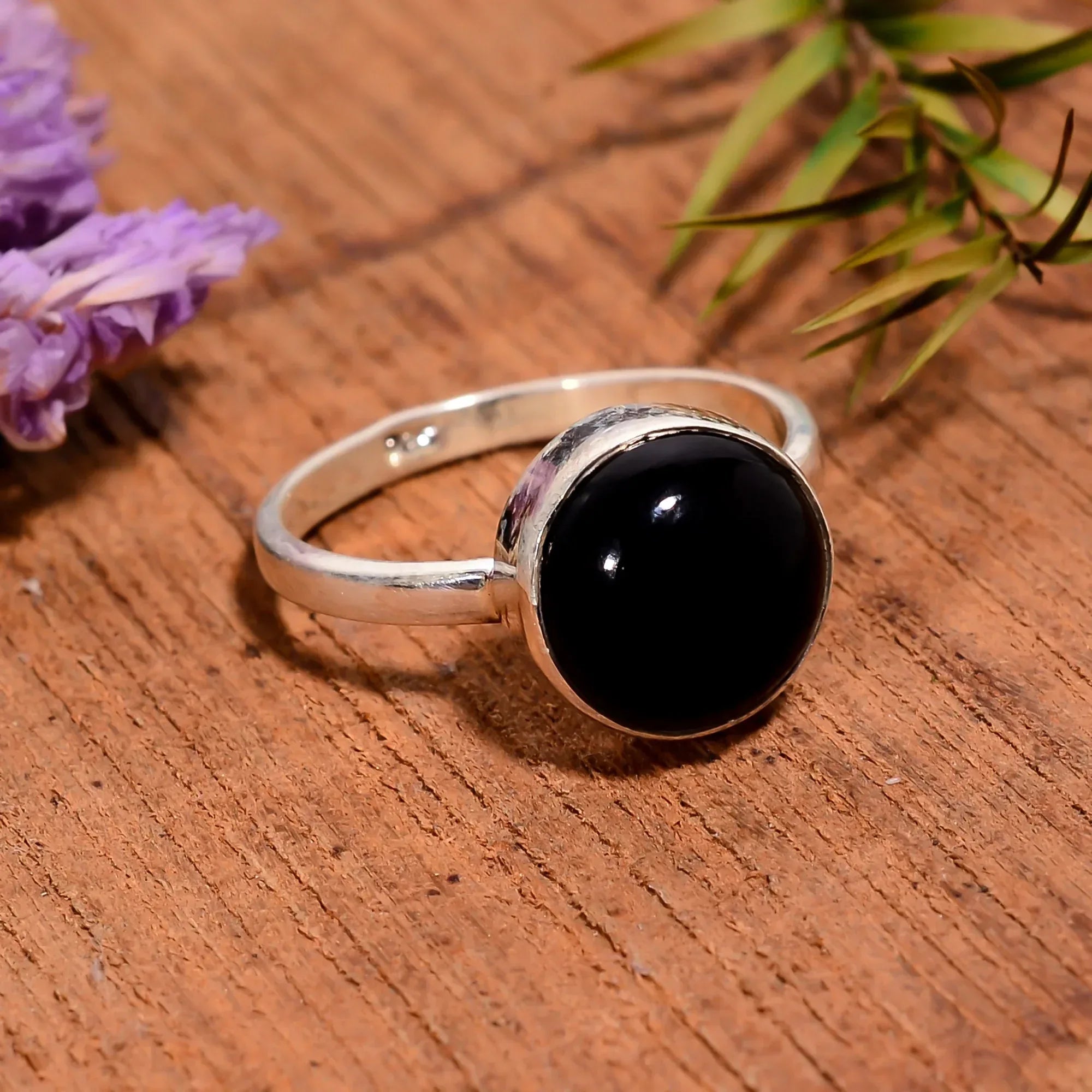 Black Onyx 925 Sterling Silver Ring: Handmade Bohemian Jewelry
