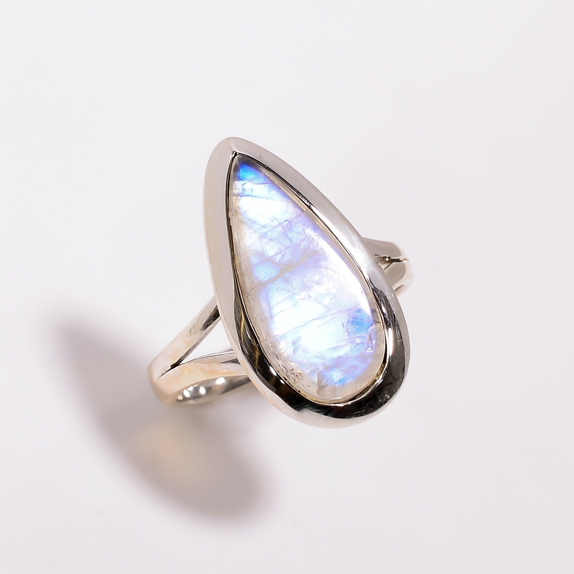Pear Moonstone Ring: 925 Sterling Silver, June Birthstone