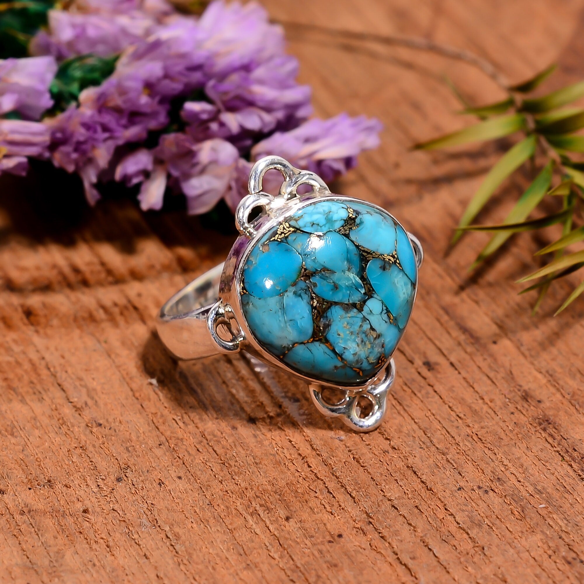 Sterling Silver Turquoise Heart Ring: December Birthstone Jewelry