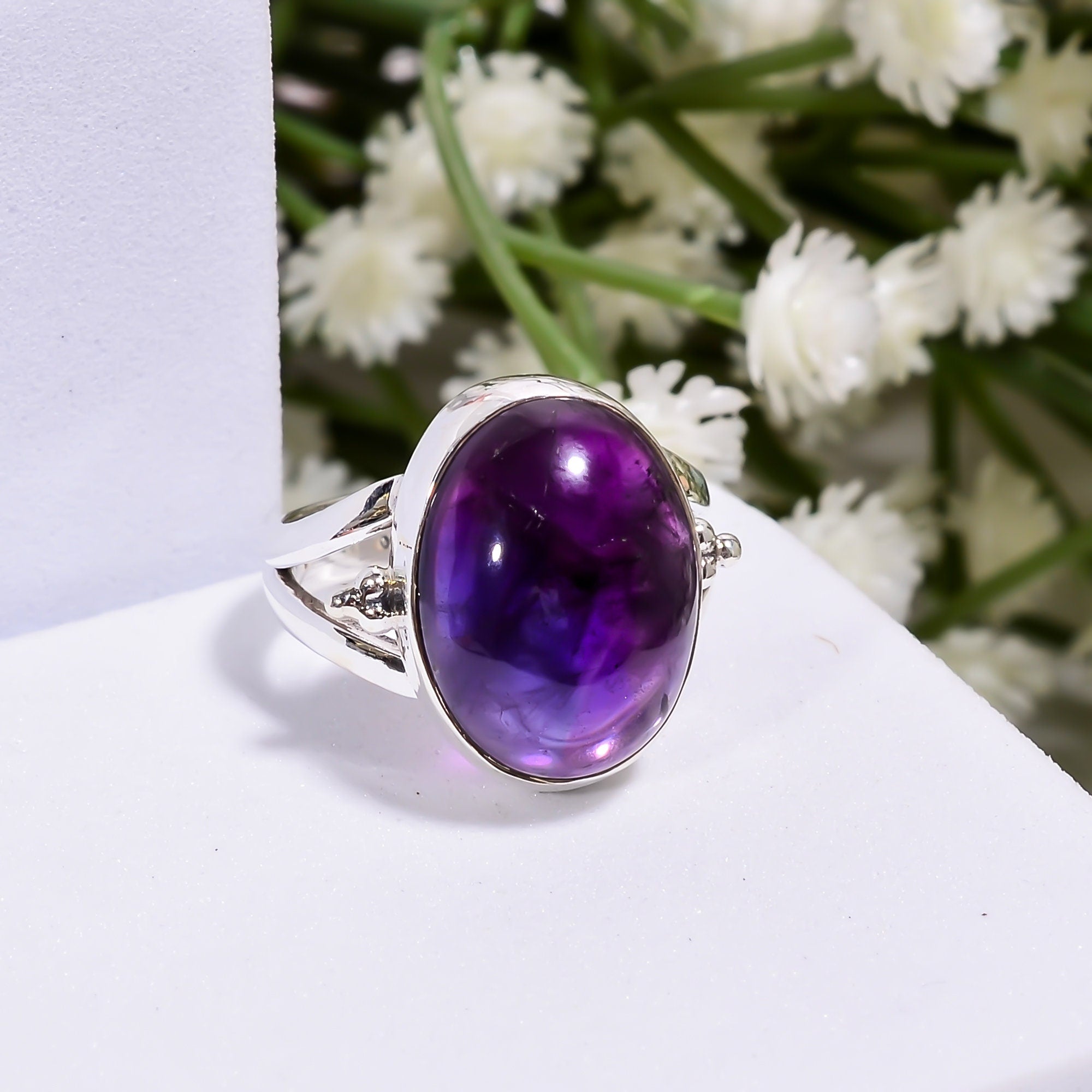 Oval Amethyst Sterling Silver Ring: February Birthstone Jewelry