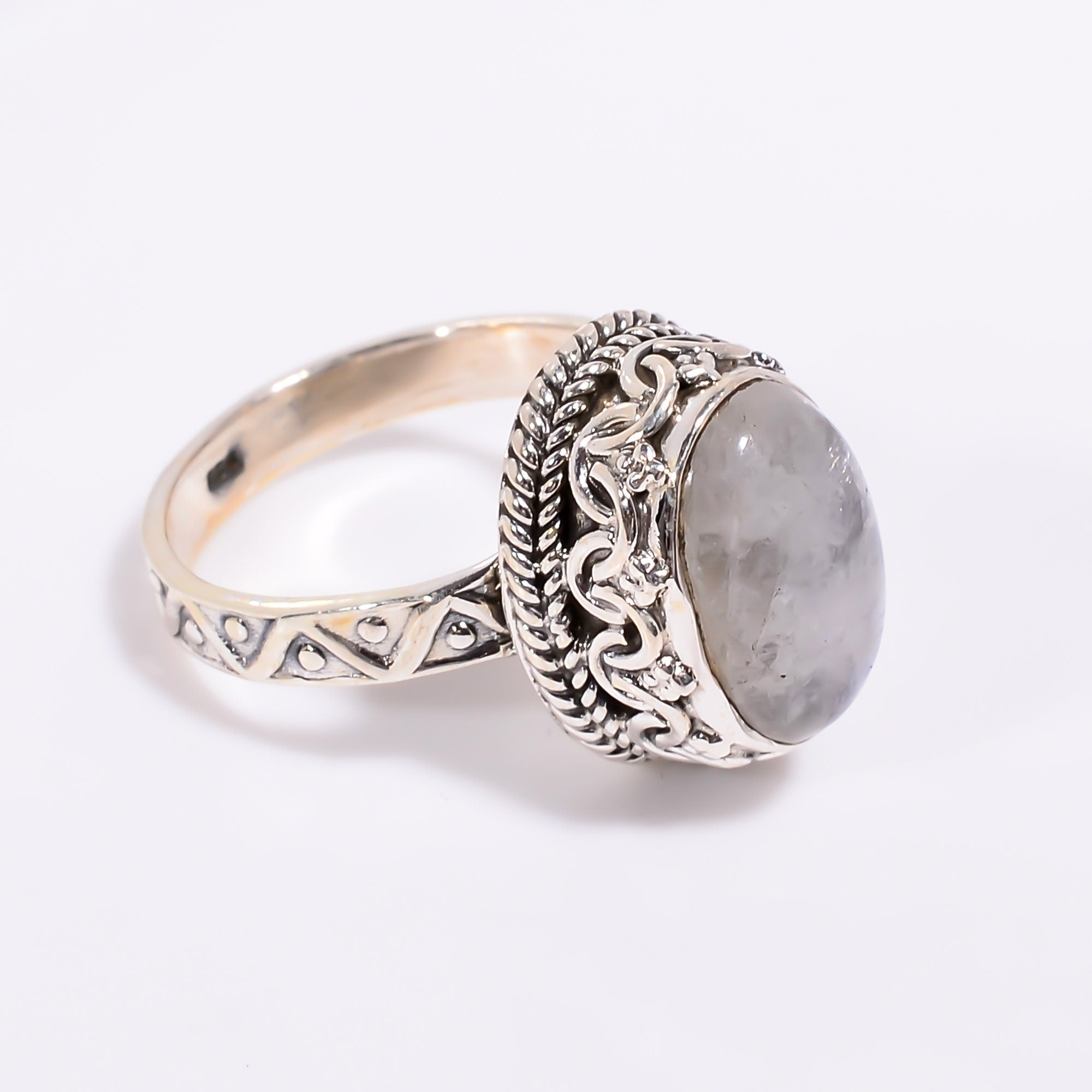 Natural Moonstone Ring: Oval Cabochon 925 Sterling Silver, June Birthstone