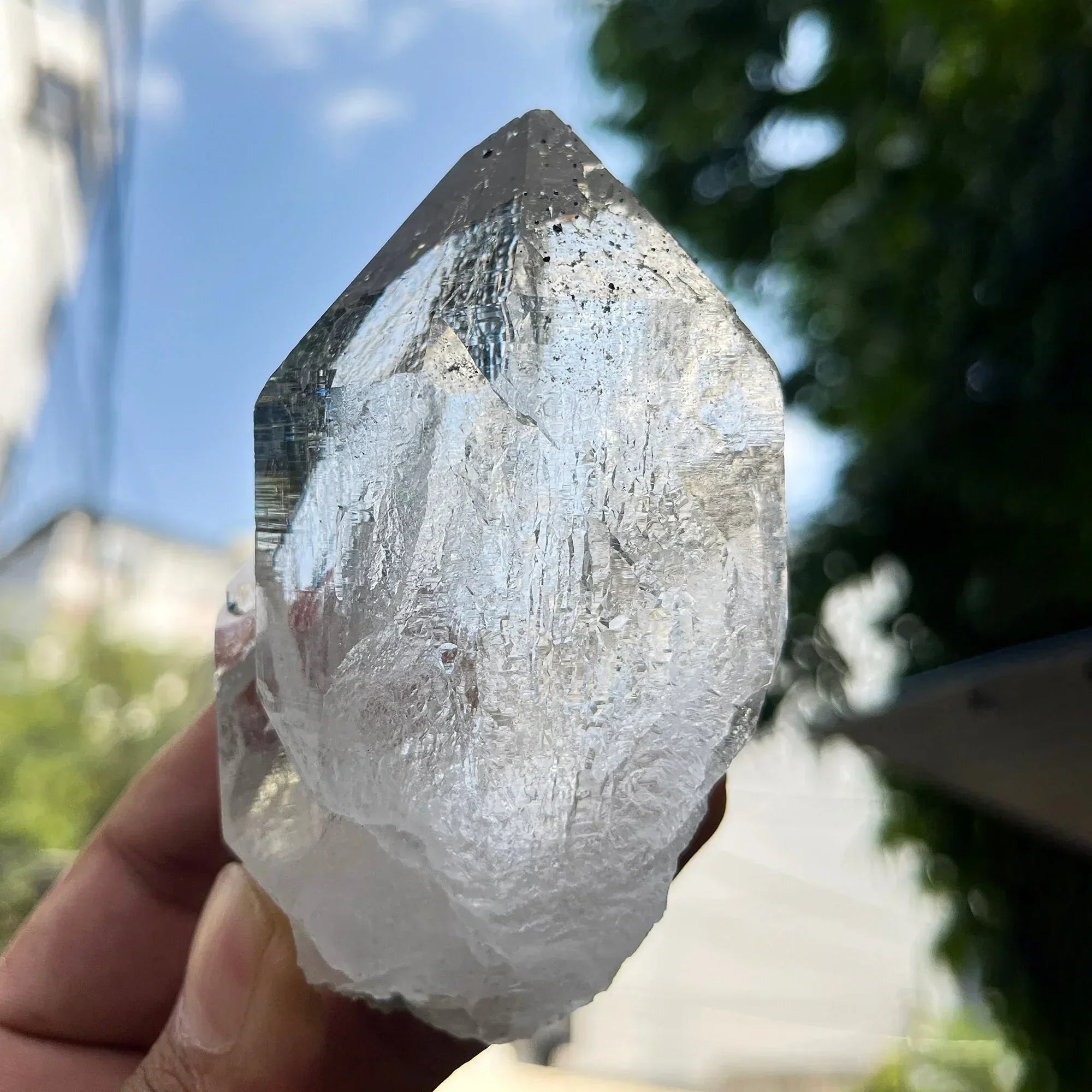 Clear Chlorite Quartz Point: 260gm Red Healer Crystal Self-Standing Rough Himalayan Quartz