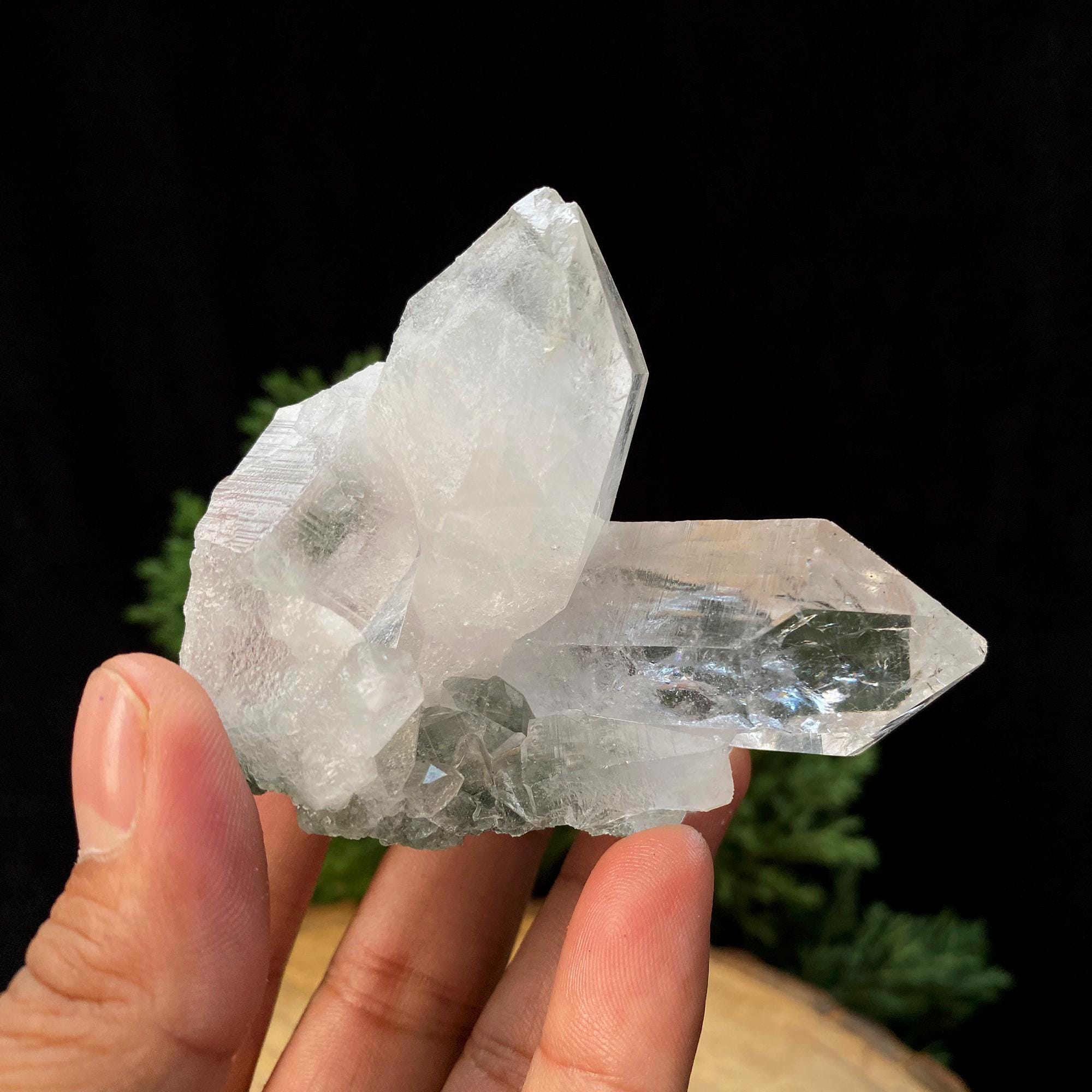 Green Chlorite Quartz Crystal Cluster: Himalayan Healing Stone 175gm