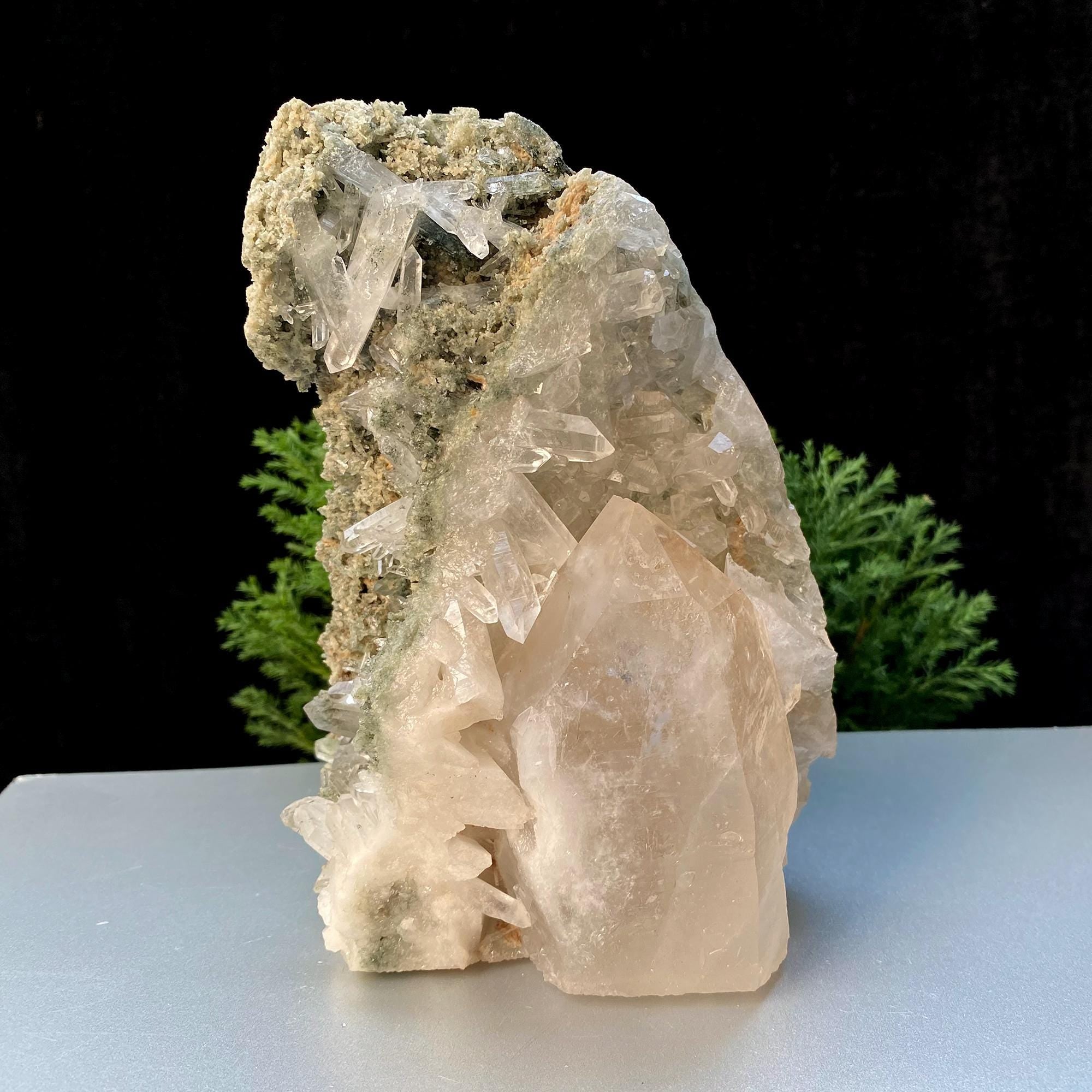 Himalayan Green Phantom Quartz Crystal Tower : Raw Meditation & Healing Stone