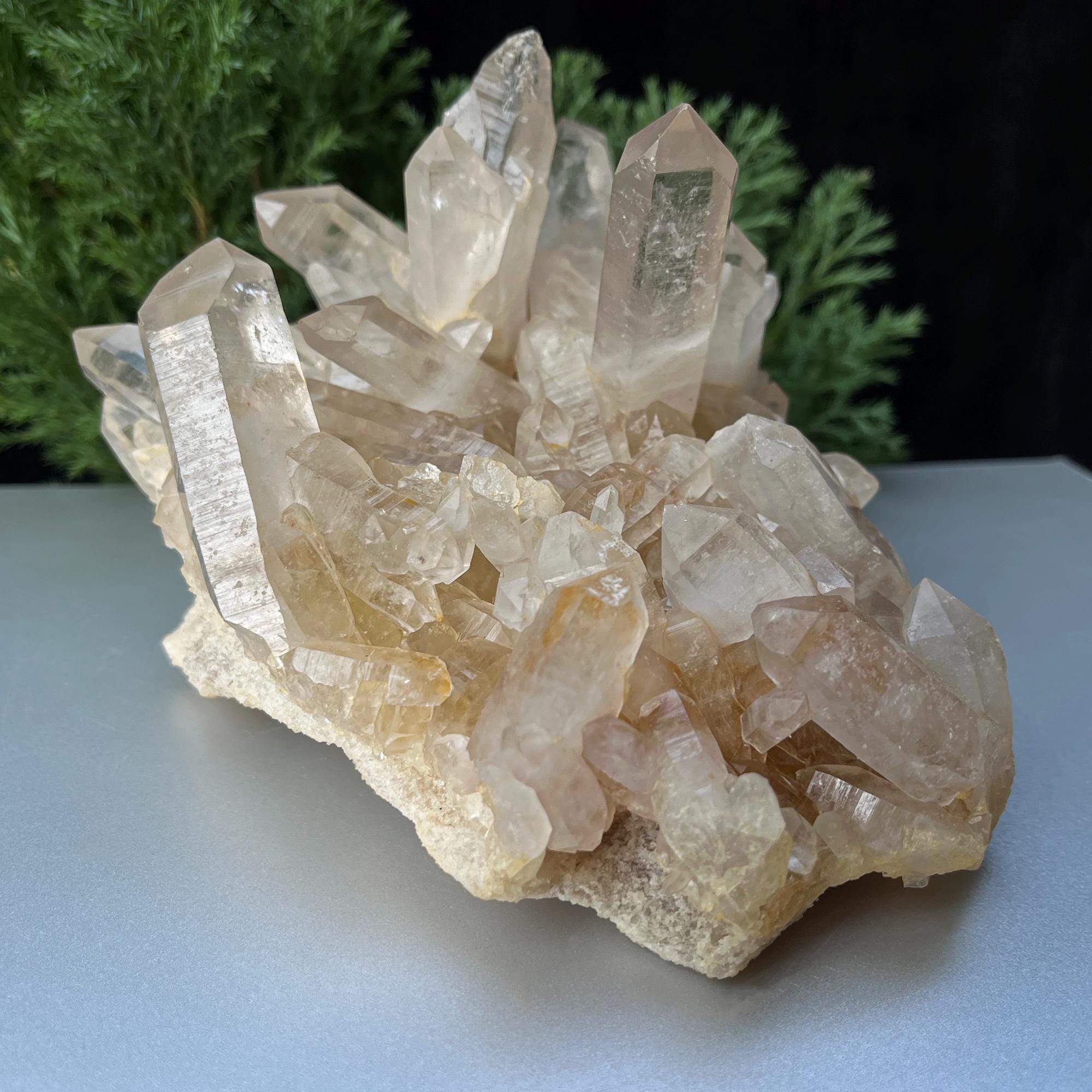 Yellow Samadhi Quartz Cluster: Golden Healer Crystal, 1.285kg