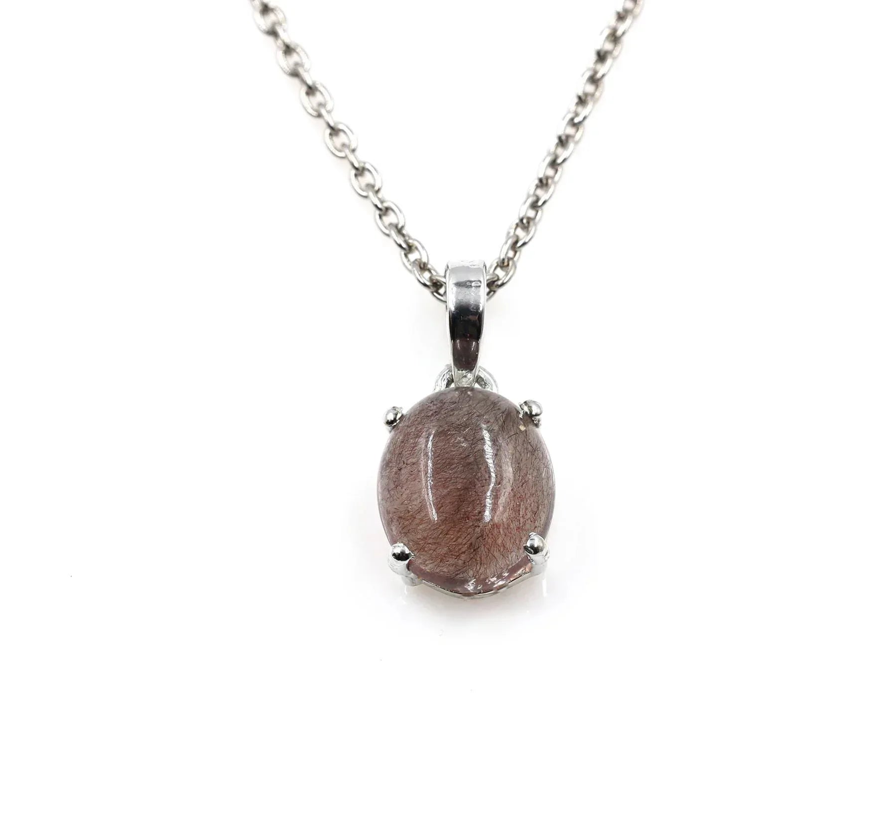 Sterling Silver Super Seven Pendant: Natural Cacoxenite Amethyst Cabochon