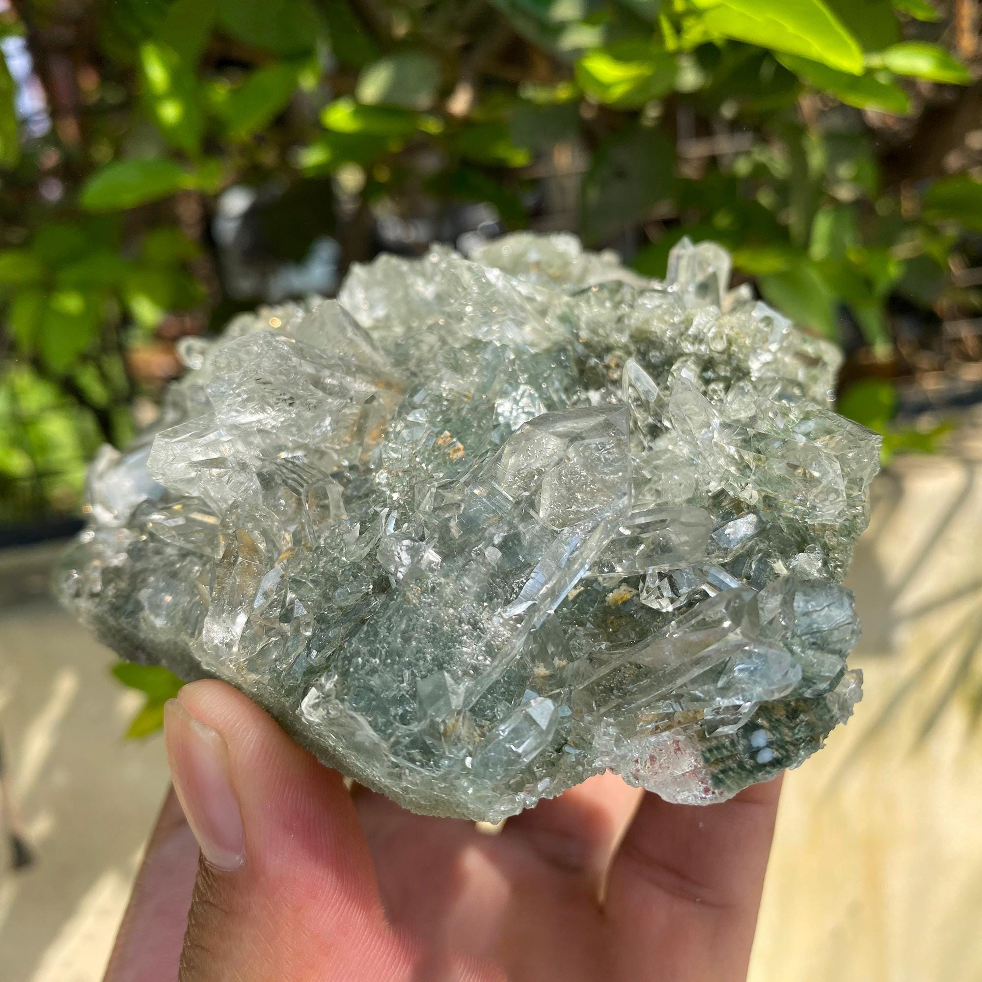 Green Chlorite Himalayan Quartz Crystal: Healing Energy Stone, 450gm