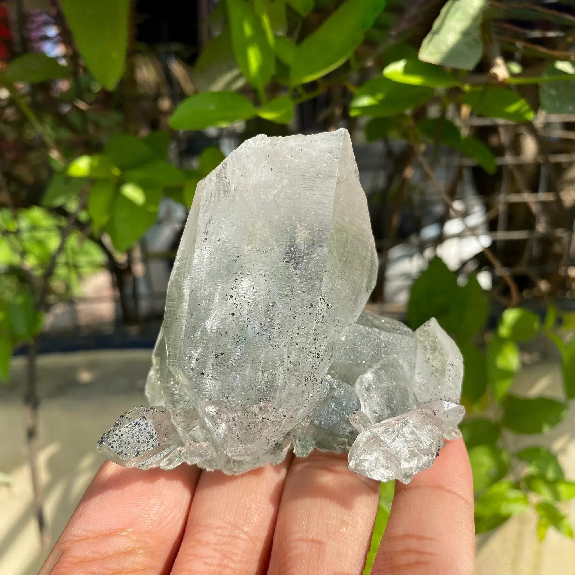 Green Chlorite Quartz Crystal Point: Himalayan Meditation Stone, 190gm Himalayan Quartz