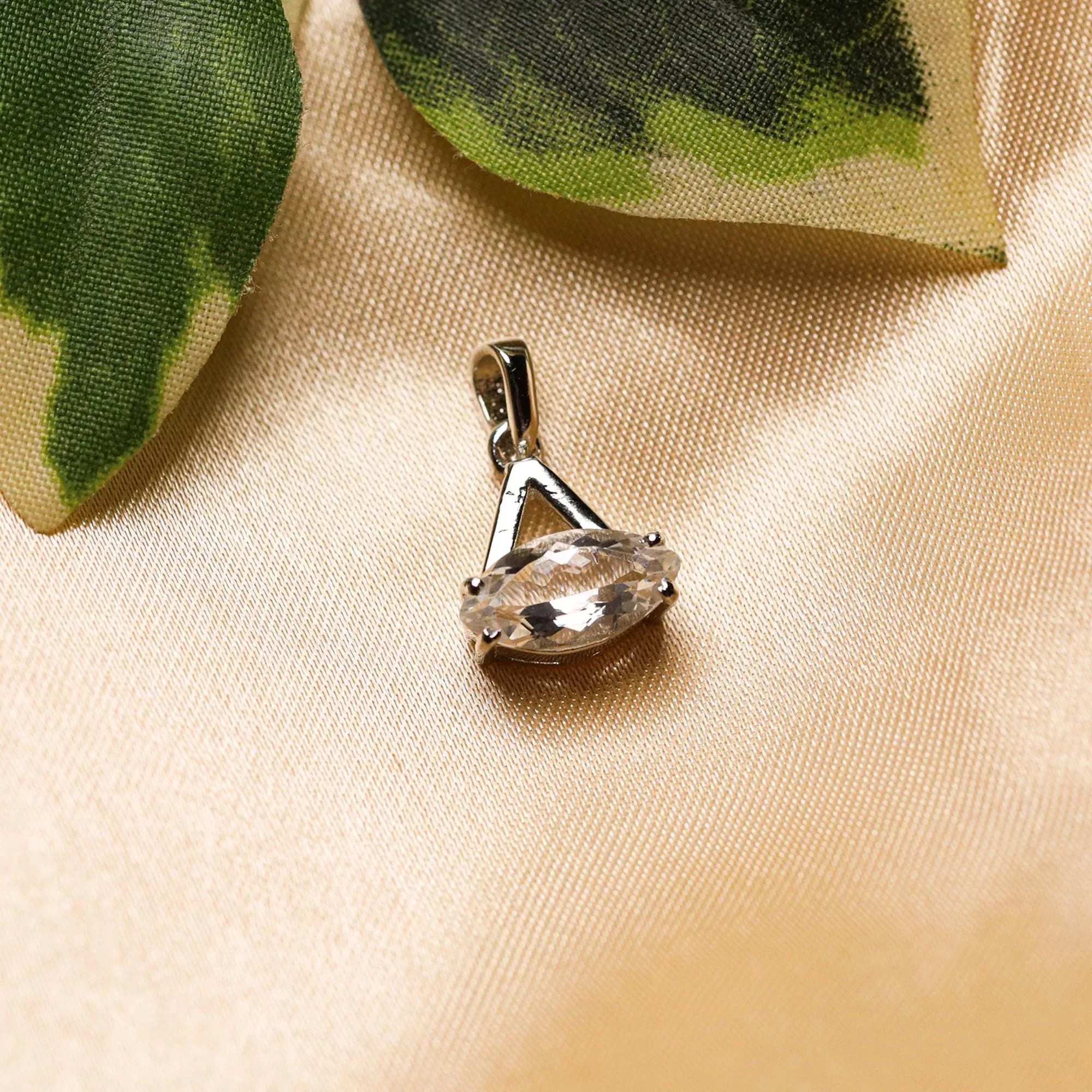 Natural Petalite Pendant Necklace: 925 Sterling Silver Marquise Jewelry - Himalya Quartz