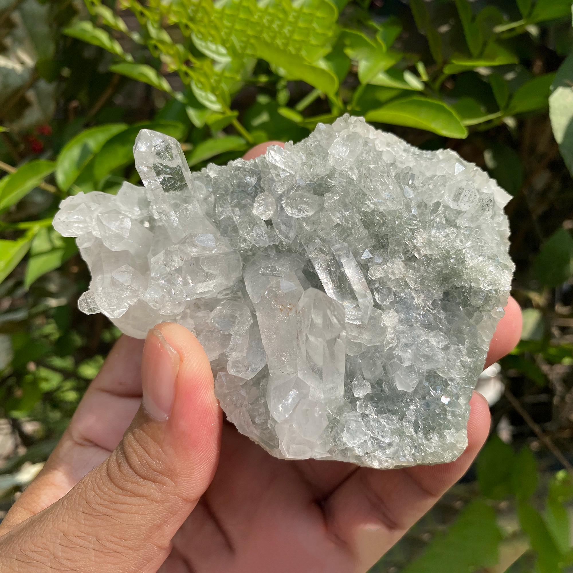 Green Chlorite Quartz Cluster: Natural Healing Crystal 175gm