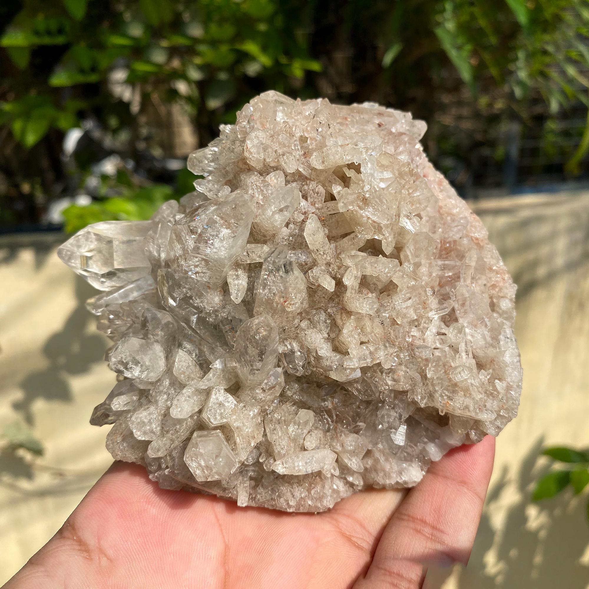 Pink Phantom Quartz Crystal: Rare Growth Inclusions, Heart Chakra Healing Stone 545gm