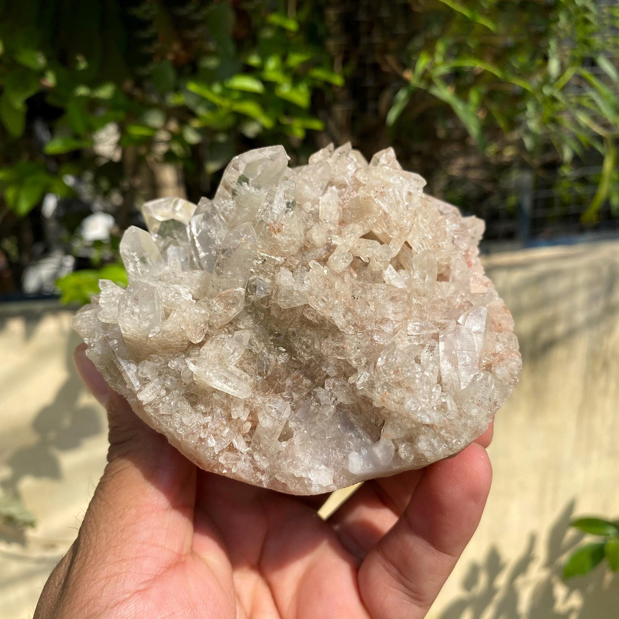 Pink Phantom Quartz Crystal: Rare Growth Inclusions, Heart Chakra Healing Stone 545gm