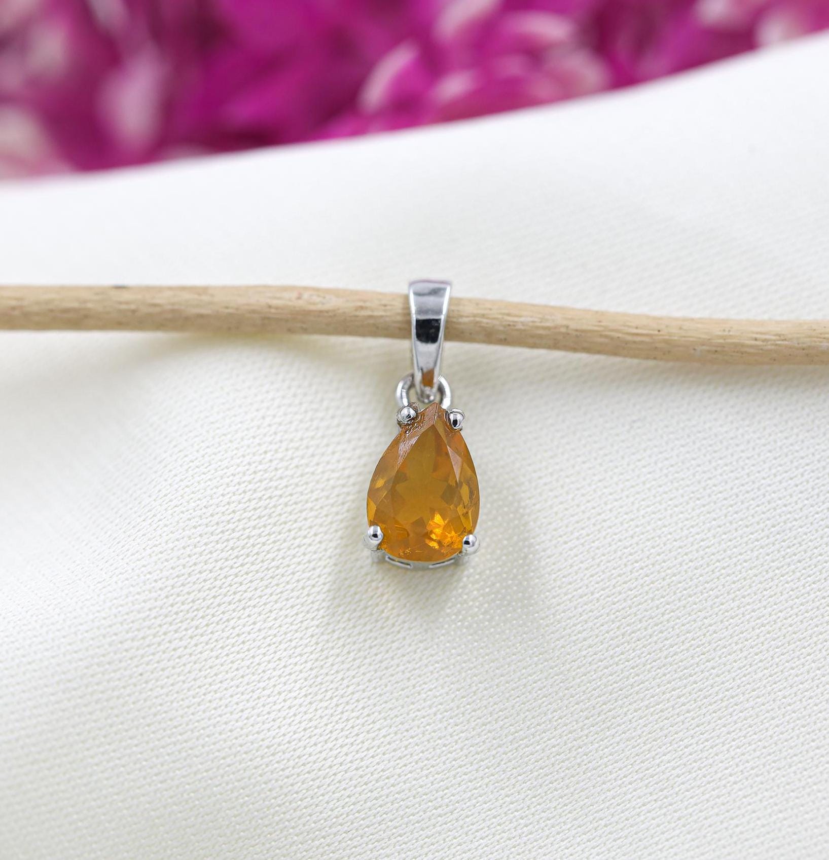 Natural Mexican Opal Pendant: Pear Cut Sterling Silver Jewelry