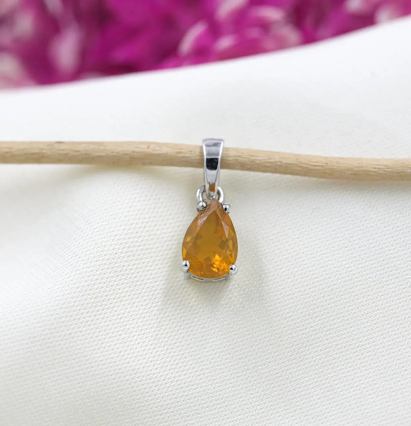 Natural Mexican Opal Pendant: Pear Cut Sterling Silver Jewelry