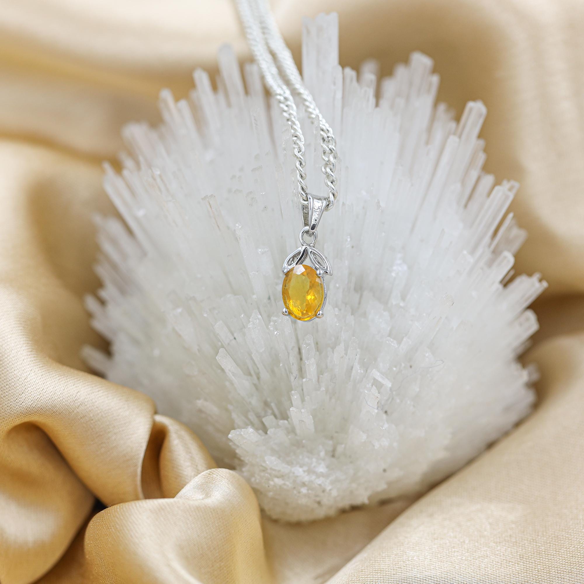 Sterling Silver Mexican Fire Opal Pendant: Handmade Gemstone Jewelry