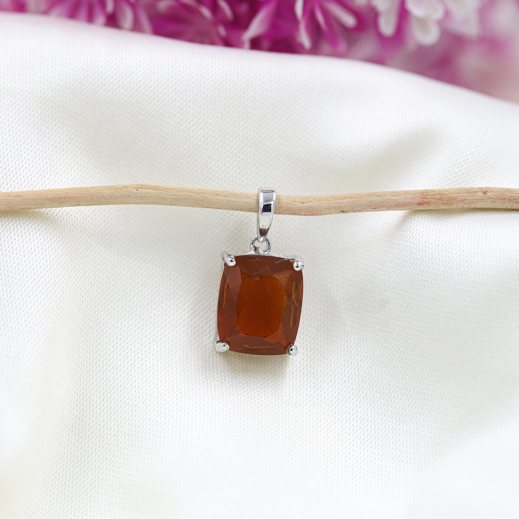 Natural Mexican Fire Opal Pendant: 925 Sterling Silver Healing Crystal