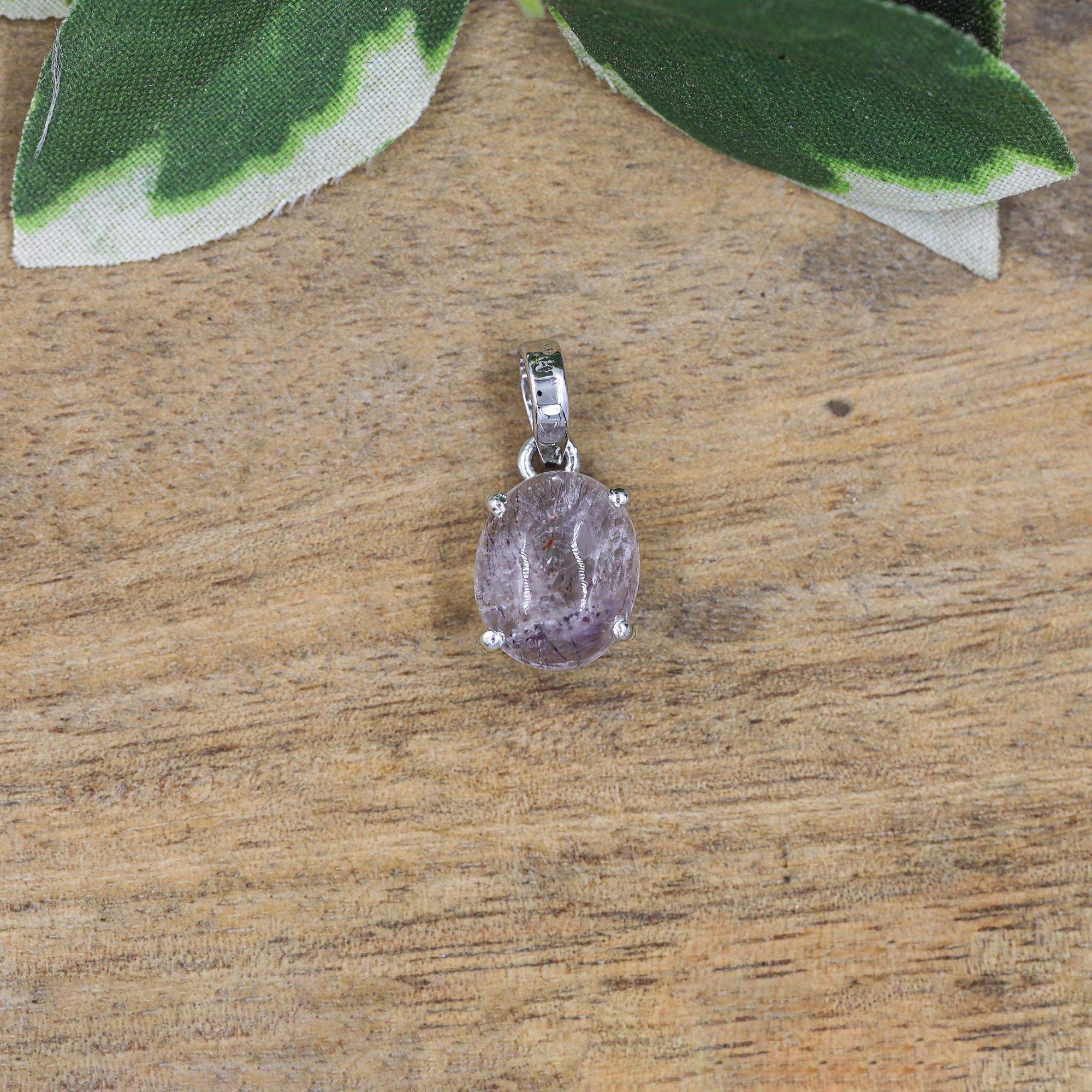 Super Seven Crystal Pendant Necklace: Sterling Silver Gemstone Jewelry