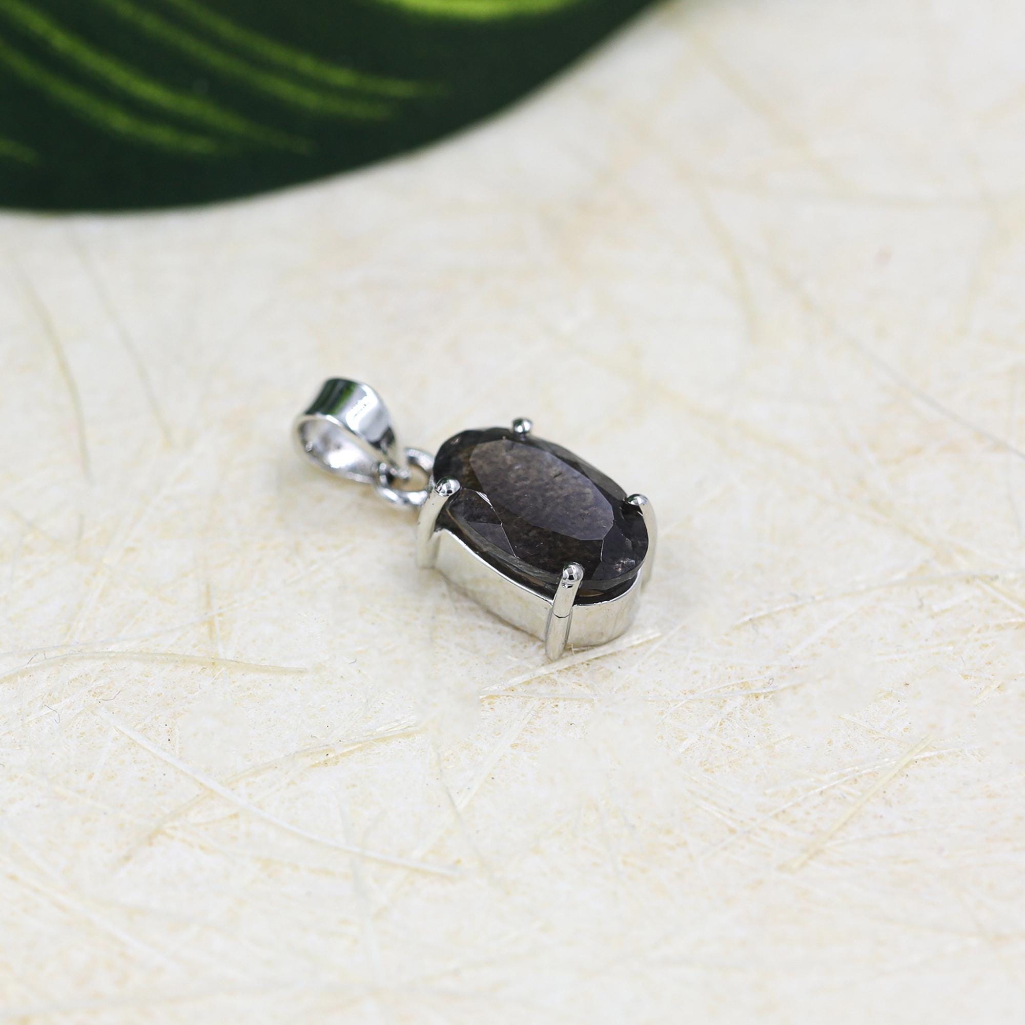 Moss Aqua Gemstone Pendant: Sterling Silver Boho Necklace