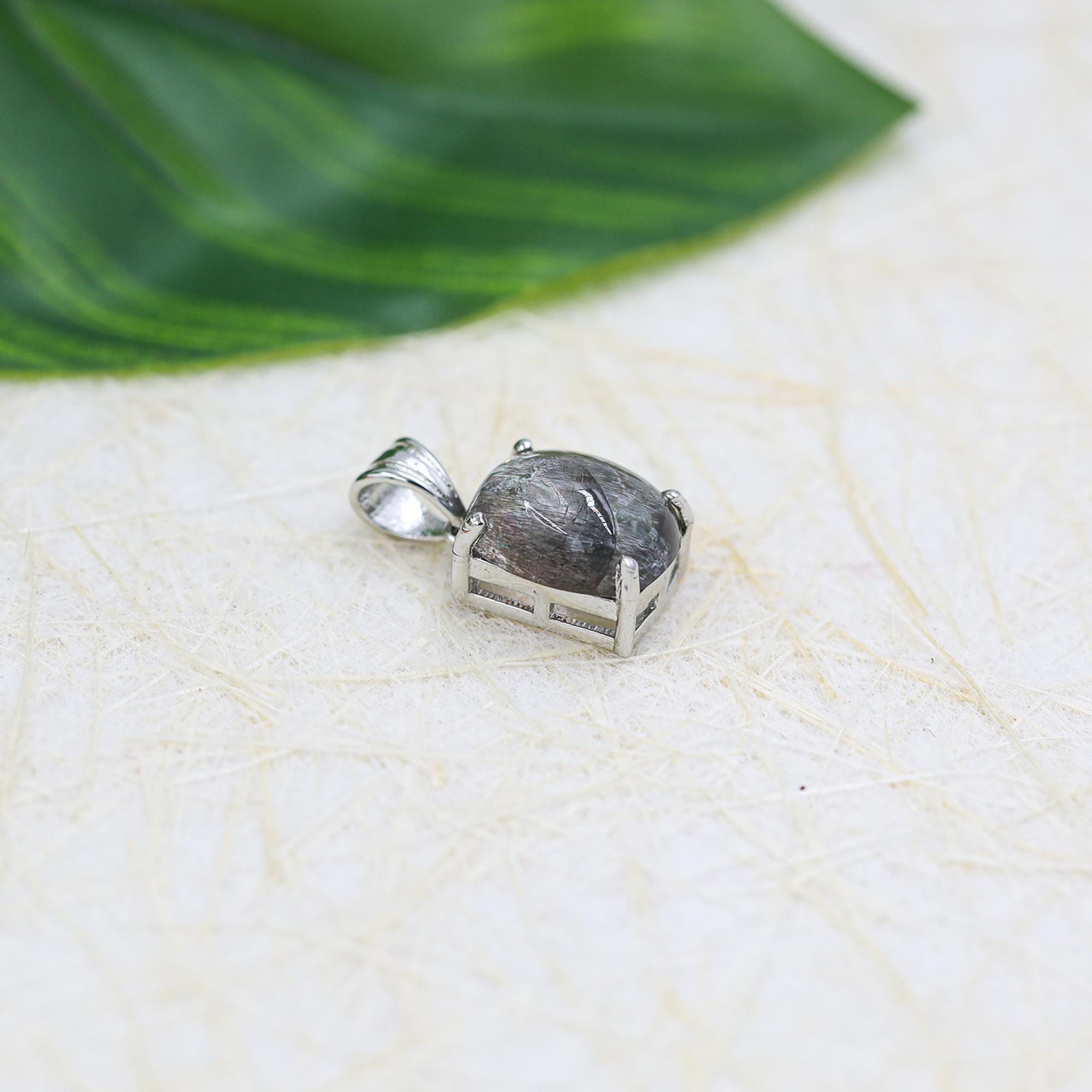 Moss Aqua Sterling Silver Pendant: Boho Chic Jewelry