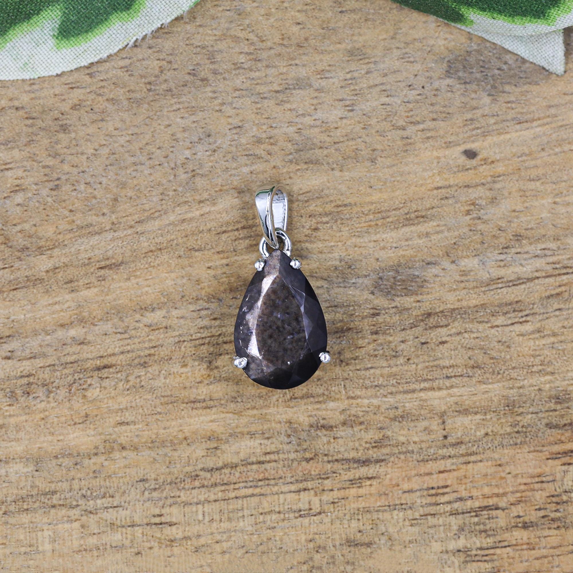 Moss Aqua Gemstone Pendant Necklace: Sterling Silver Boho Jewelry