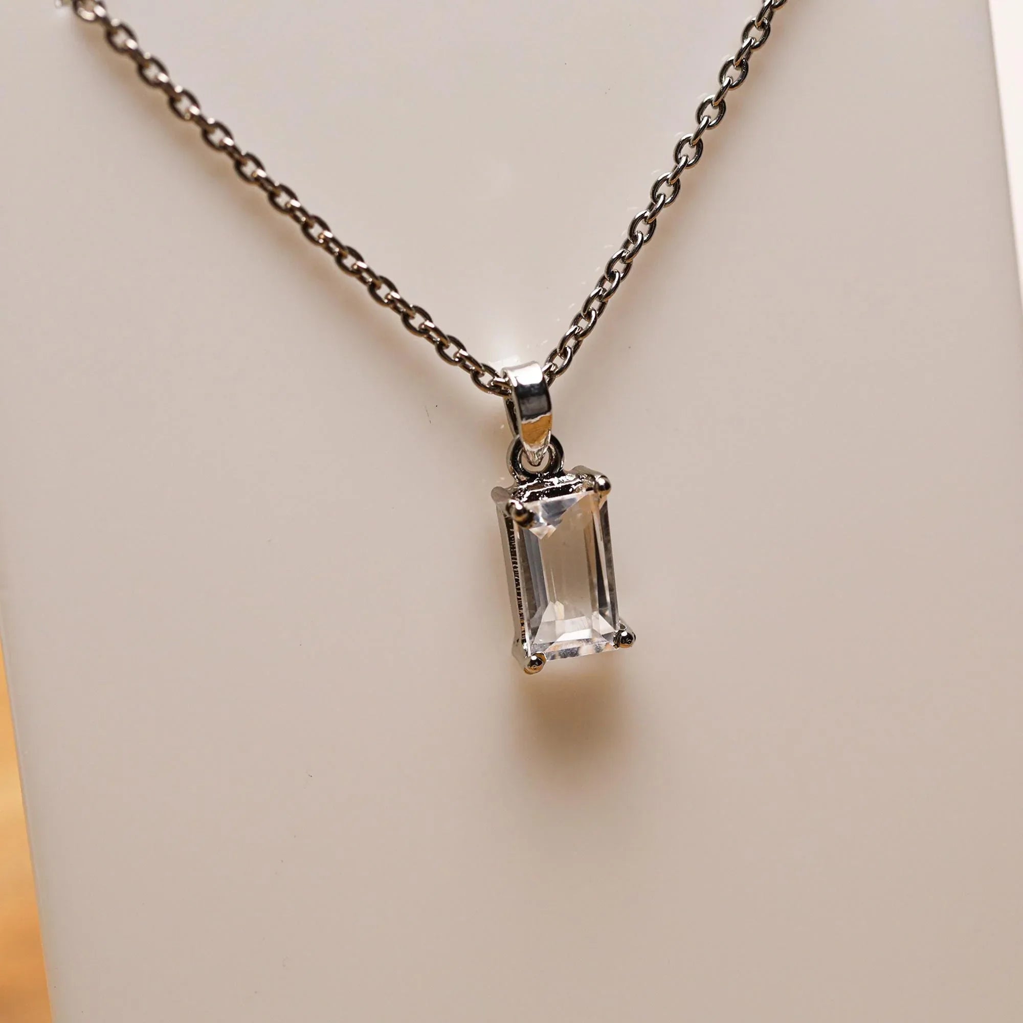 Vintage Petalite Gemstone Pendant: 925 Sterling Silver, Natural Faceted Rectangle - Himalya Quartz