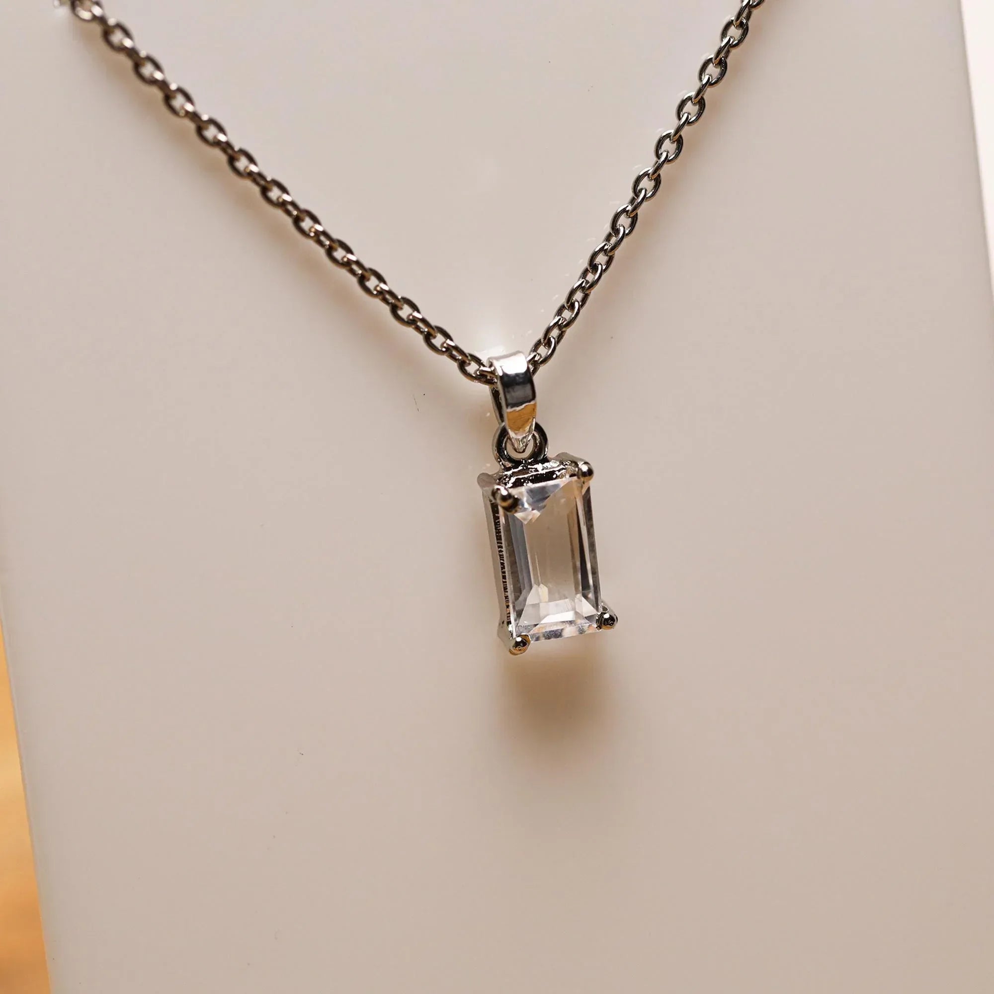 Vintage Petalite Gemstone Pendant: 925 Sterling Silver, Natural Faceted Rectangle