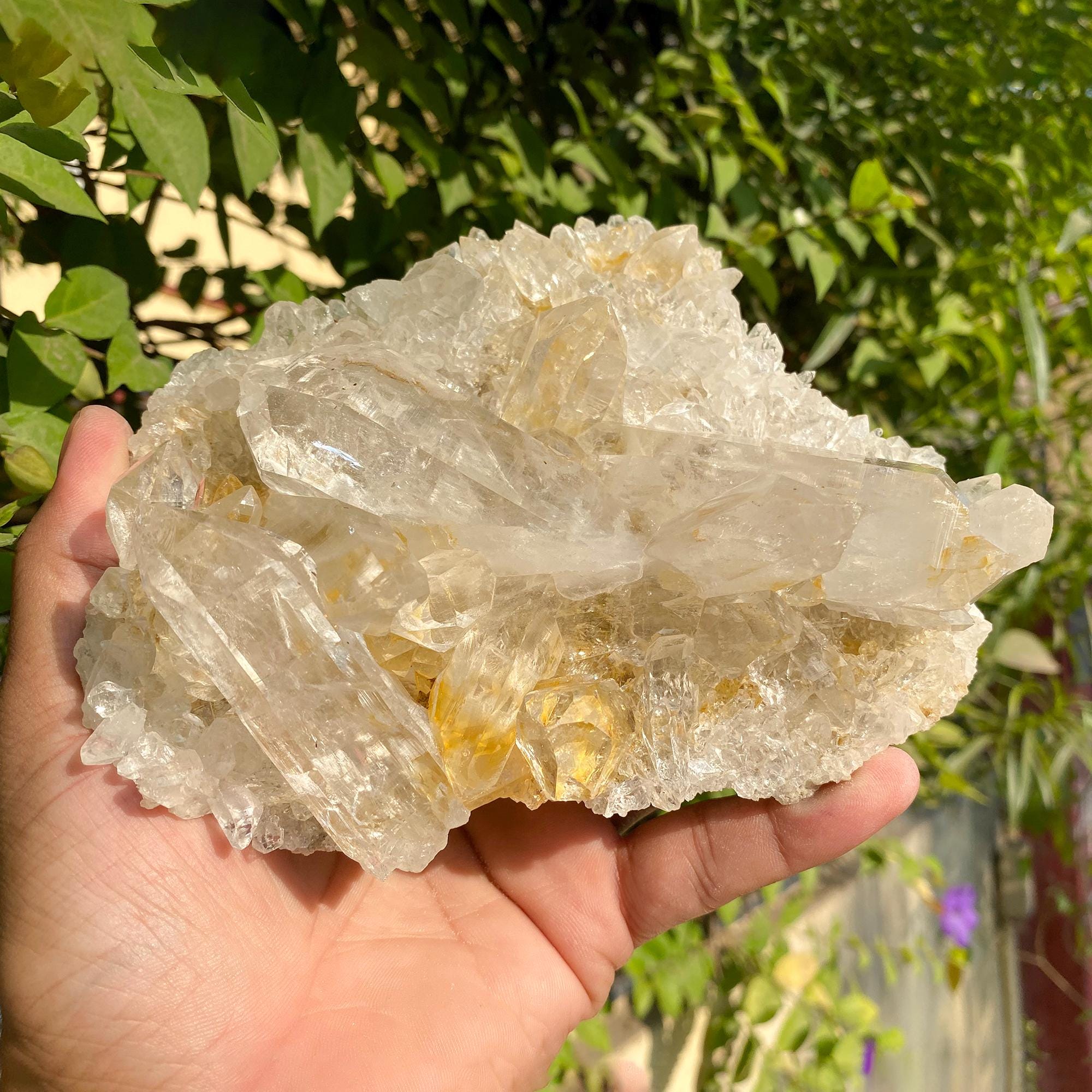 700gm Samadhi Quartz Crystal: Natural Clear Pointed Pencil Rough