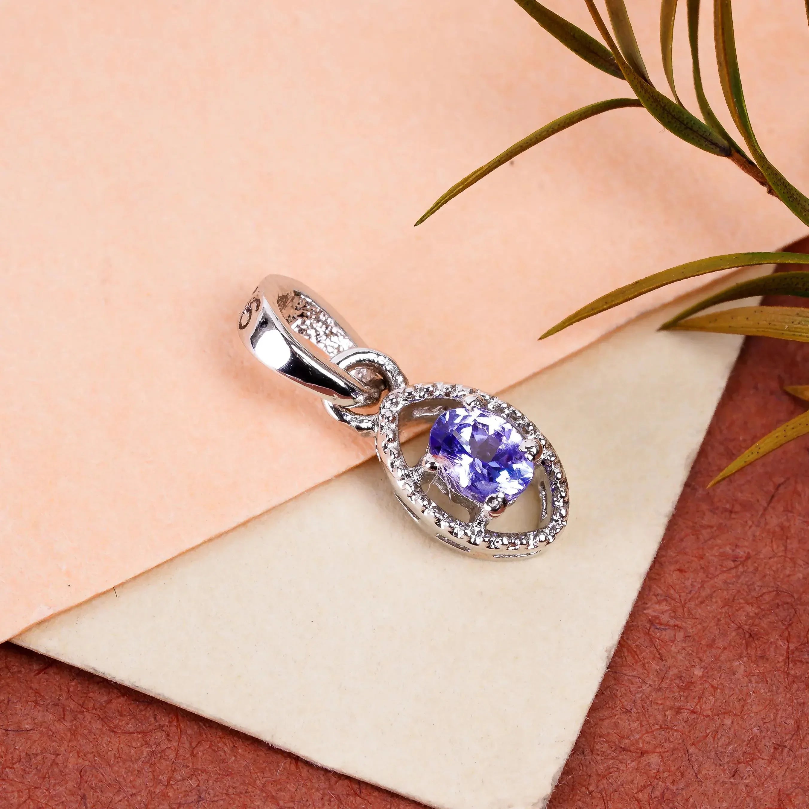 Tiny Tanzanite Pendant: Genuine Blue Gemstone, Sterling Silver - Himalya Quartz