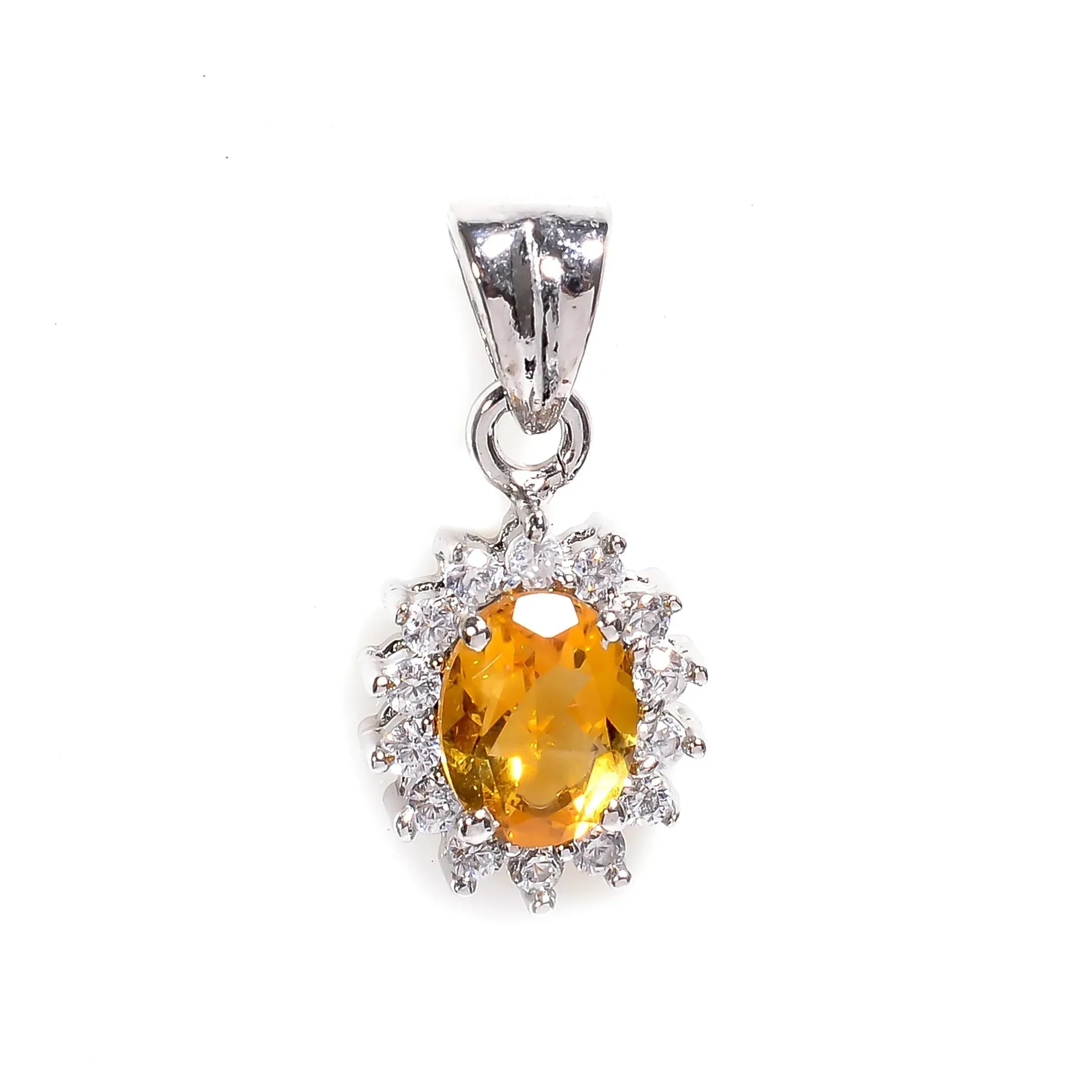 Sterling Silver Gemstone Pendant: Handmade Amethyst, Citrine, Garnet (6x8mm)