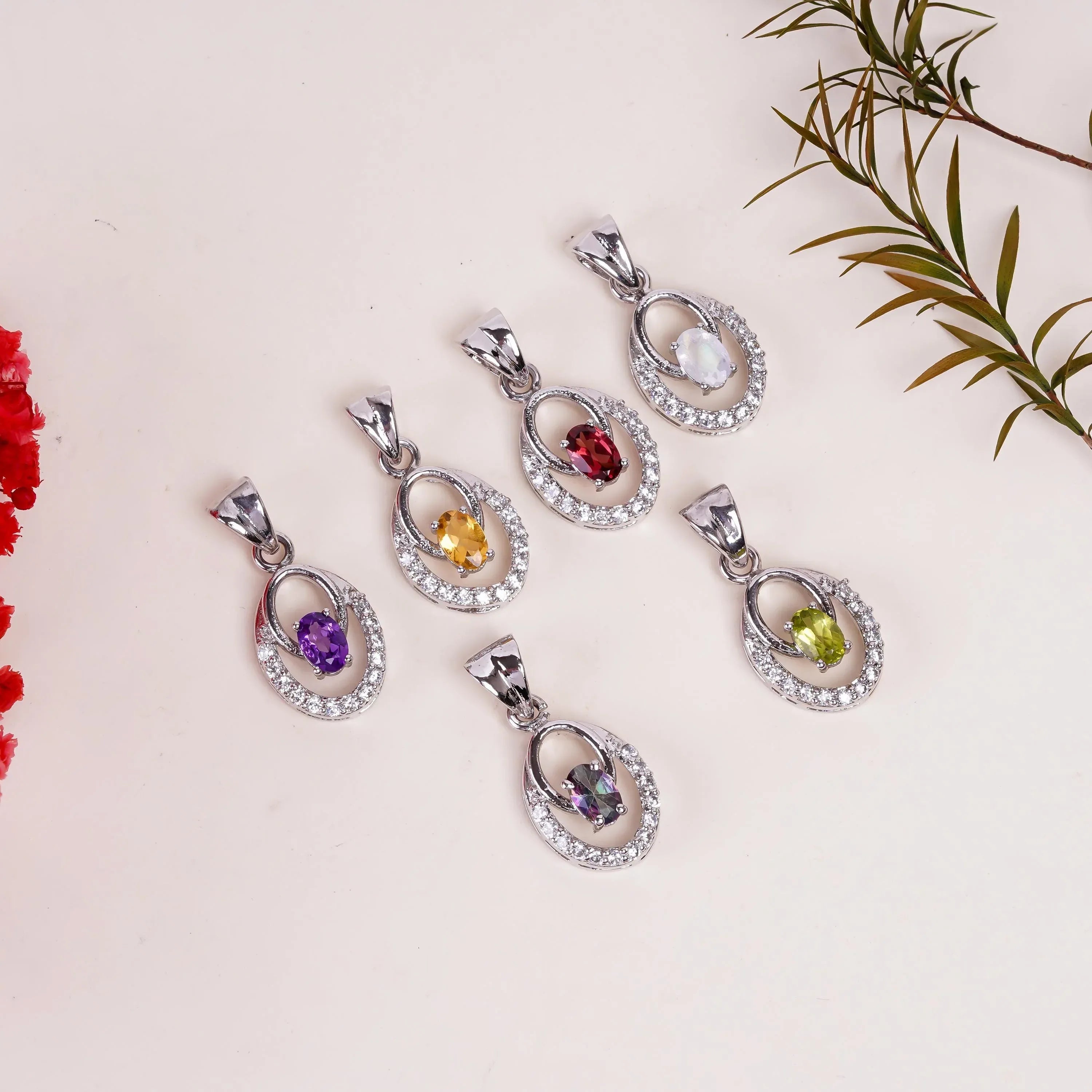 Handmade Gemstone Pendant: 925 Silver Amethyst, Citrine & Garnet