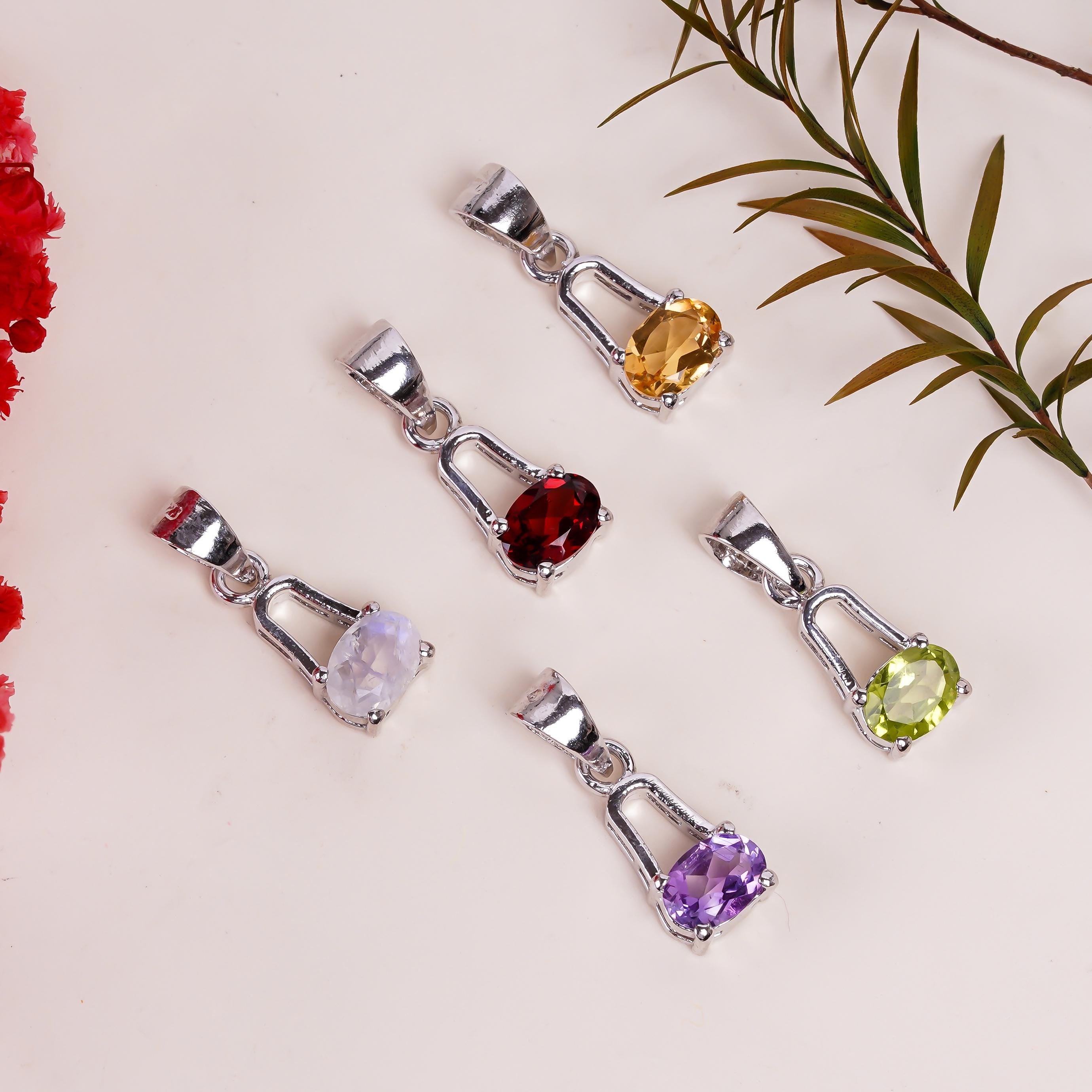 Handmade Sterling Silver Amethyst Pendant: Oval Gemstone (5x7mm)