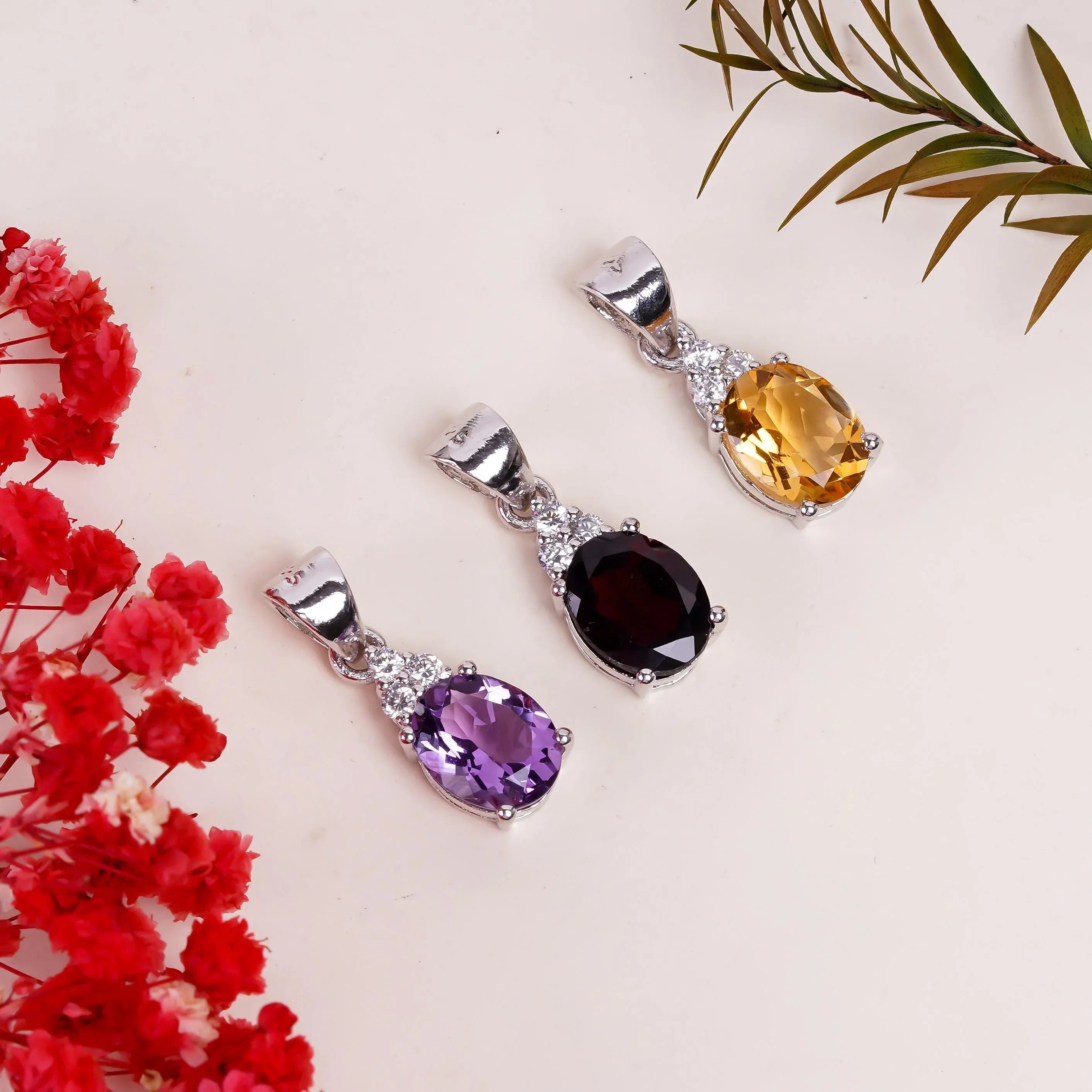 Citrine Pendant: Oval Gemstone, 925 Sterling Silver, Boho Jewelry - Himalya Quartz