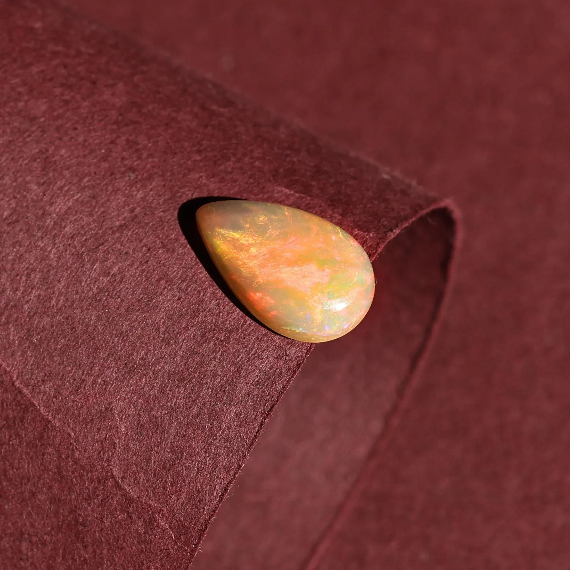 2.70 Carat Pear Shape Ethiopian Fire Opal Cabochon Loose Gemstone for Jewelry loose gemstones