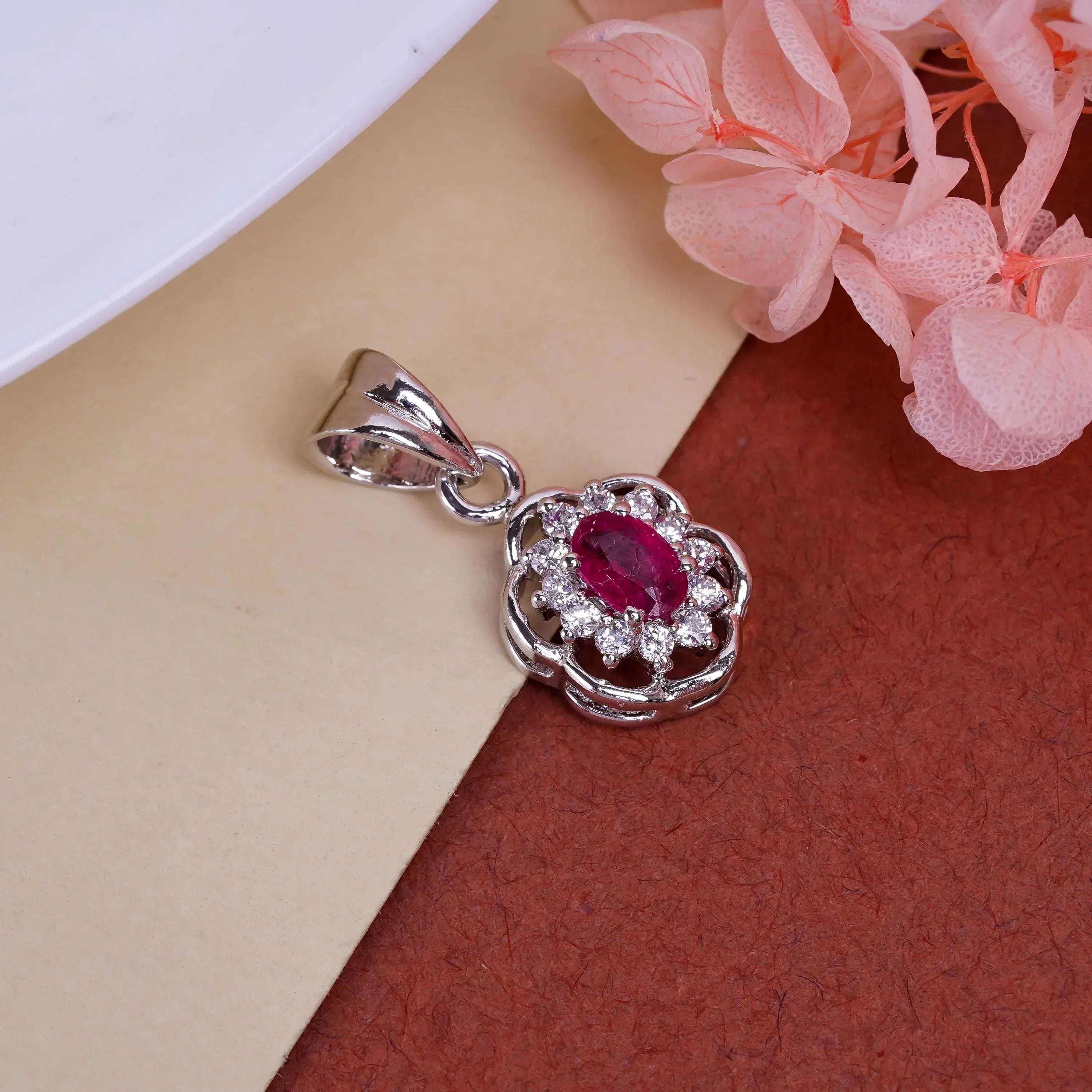 Pink Ruby Pendant: Handmade 925 Sterling Silver, Oval Gemstone (4x6mm)