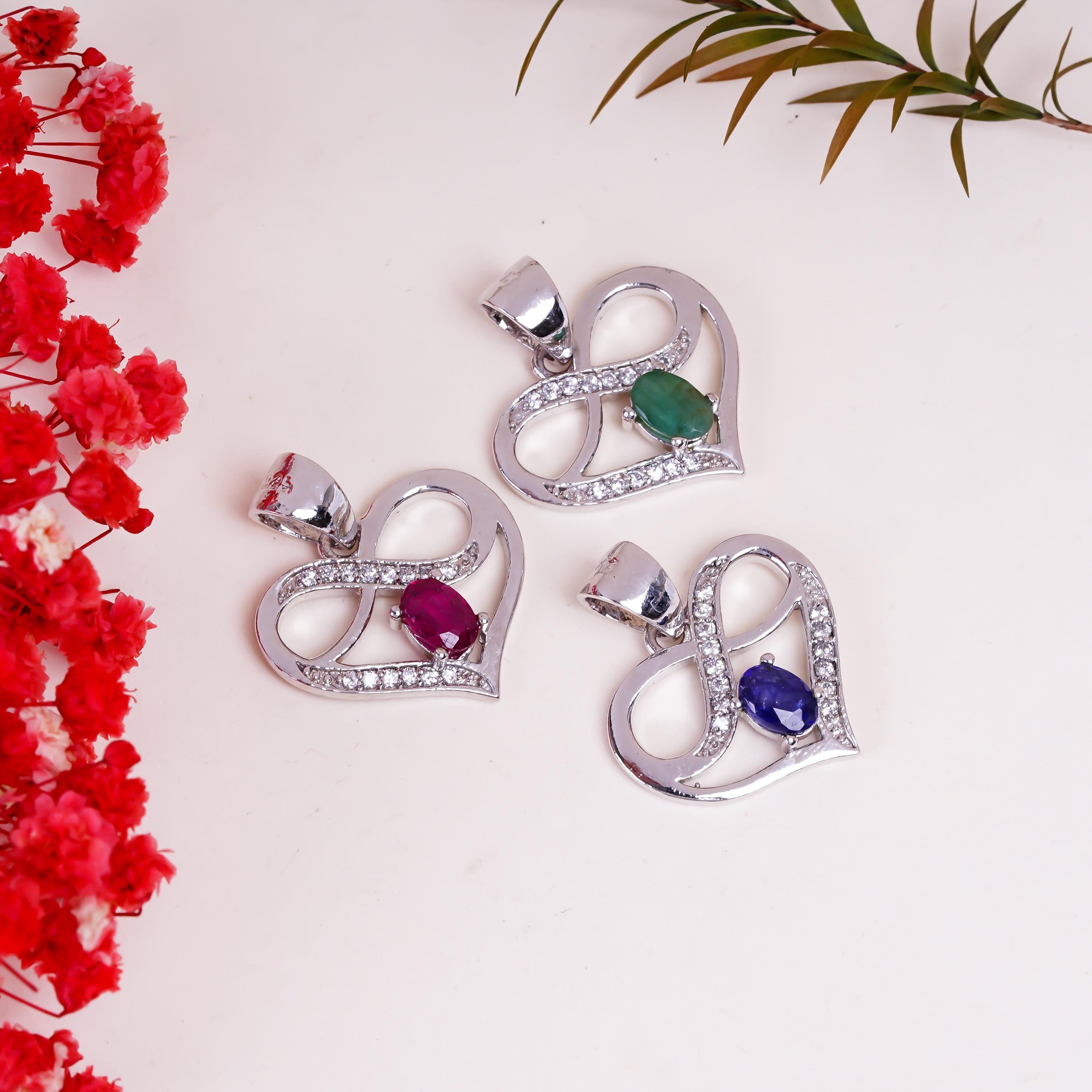 Heart Gemstone Pendant: Handmade 925 Sterling Silver, 4x6mm Oval