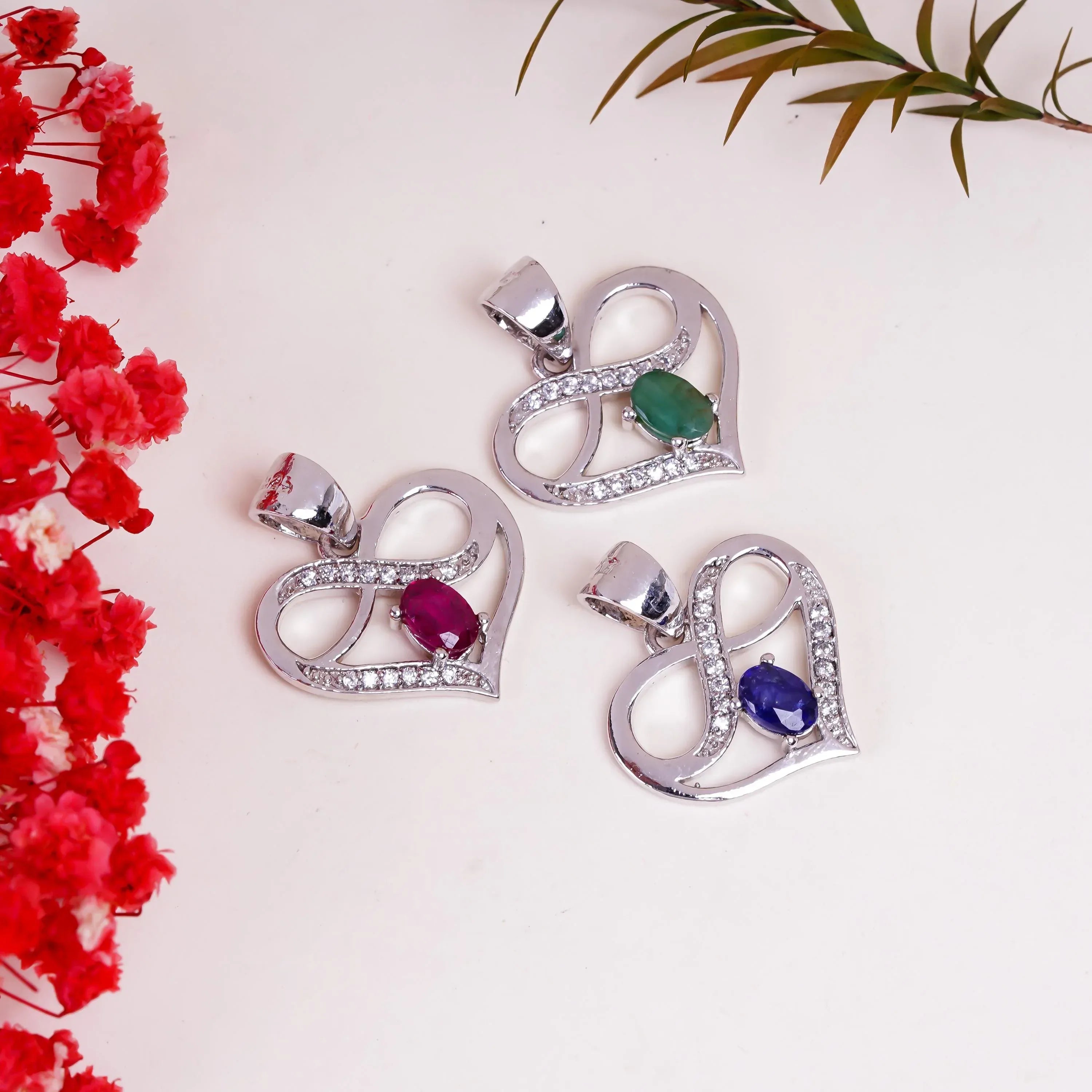 Heart Gemstone Pendant: Handmade 925 Sterling Silver, 4x6mm Oval