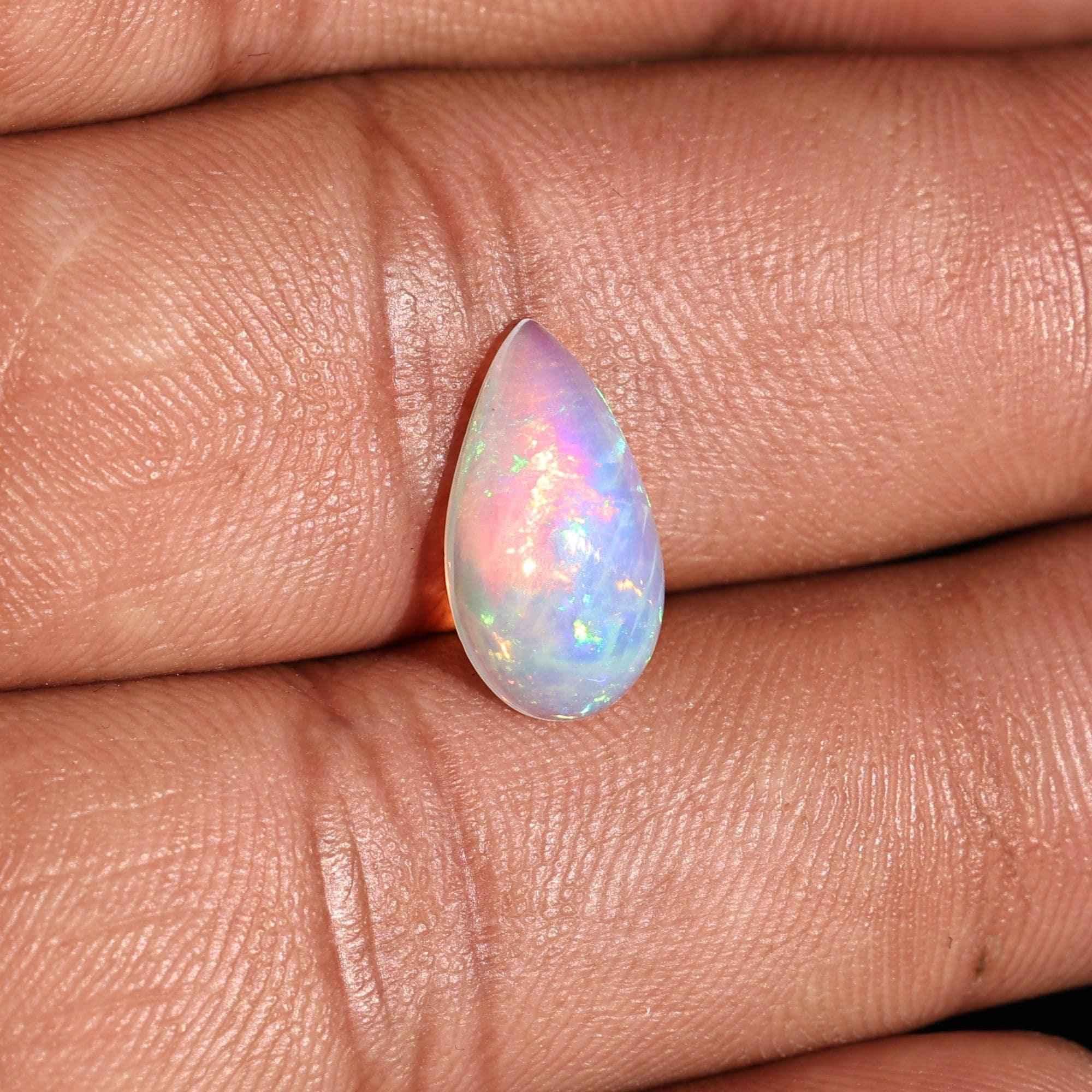 Natural Ethiopian Opal Gemstone 2 Carat White Fire Opal Cabochon for Jewelry Making loose gemstones