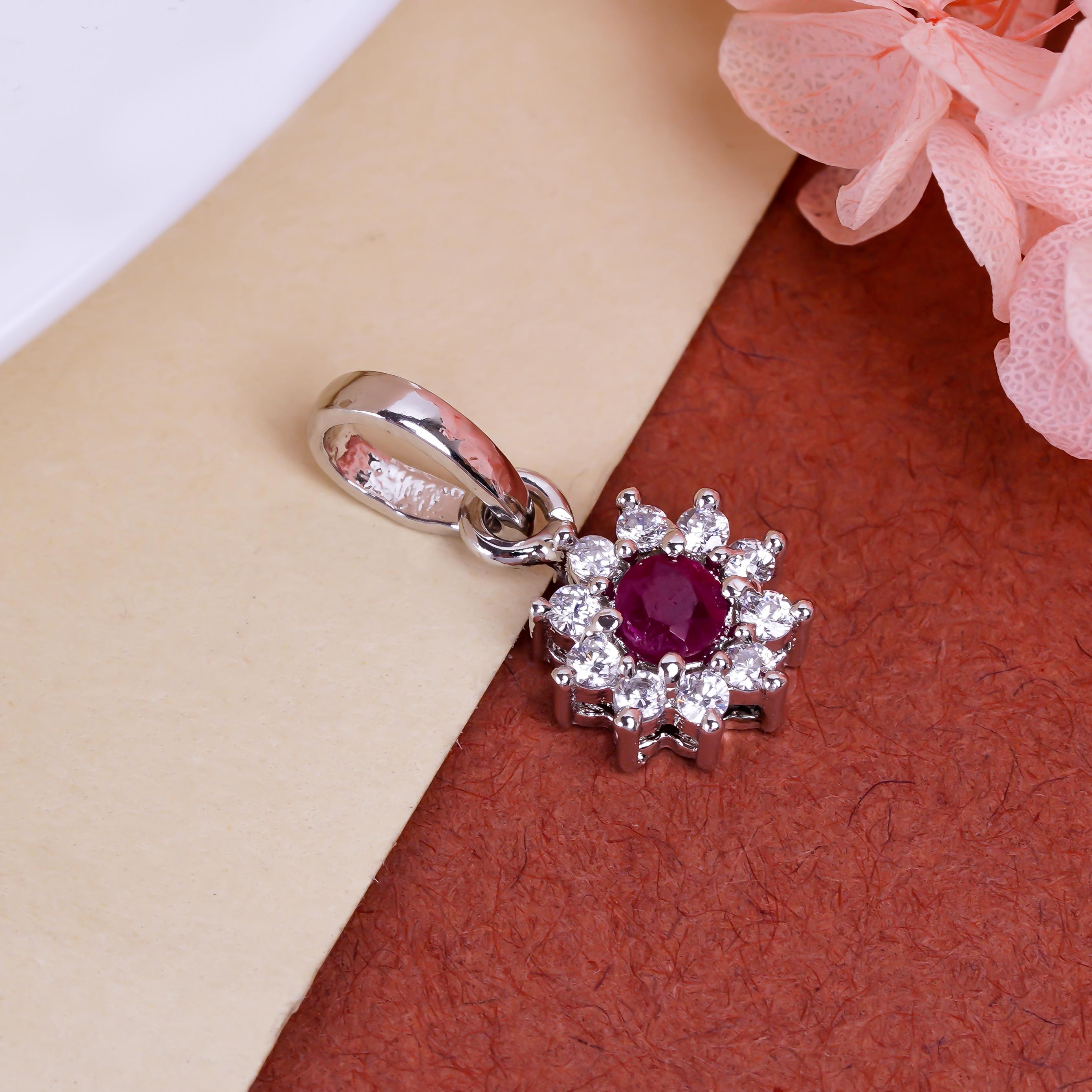 Sterling Silver Ruby Pendant: Floral Starburst, Fine Jewelry
