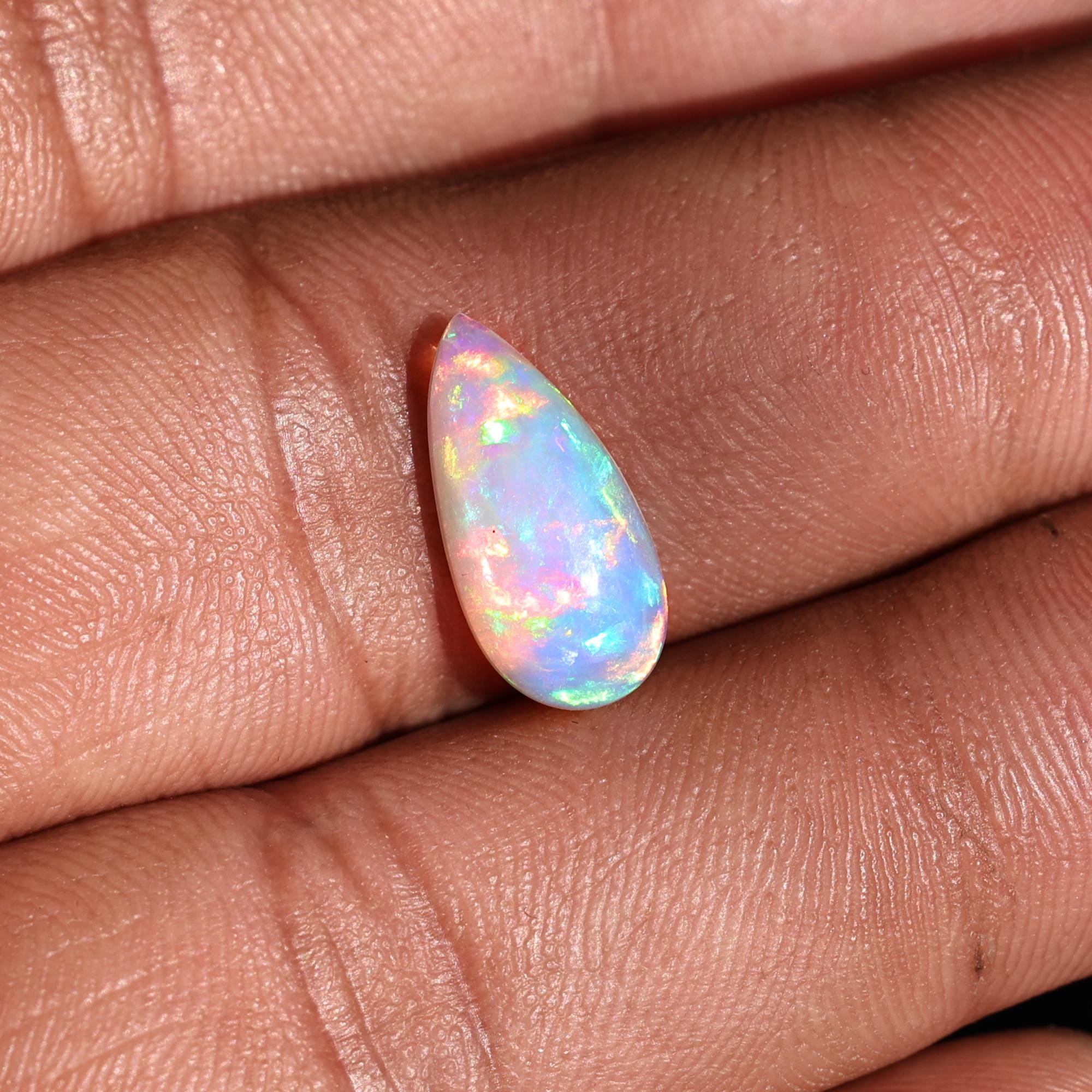 Ethiopian Fire Opal Cabochon: 1.80 Carat White Opal Loose Stone, Making Jewelry Loose Gemstones